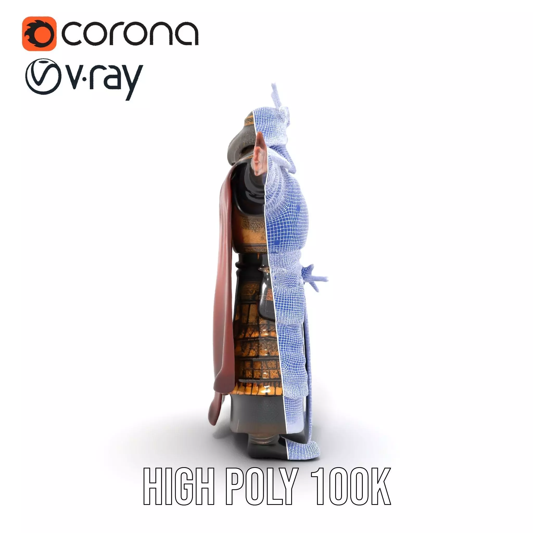 Samurai Armor Warrior model pack Low-poly 3D model_32