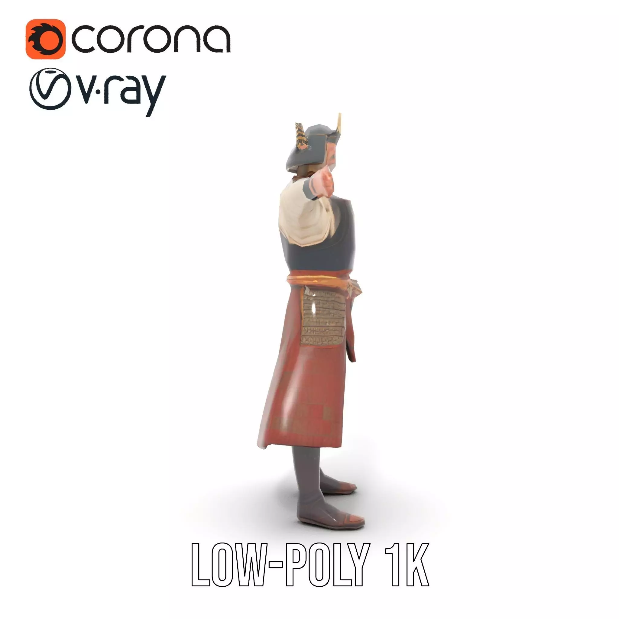 Samurai Warrior Armor model pack Low-poly 3D model_11