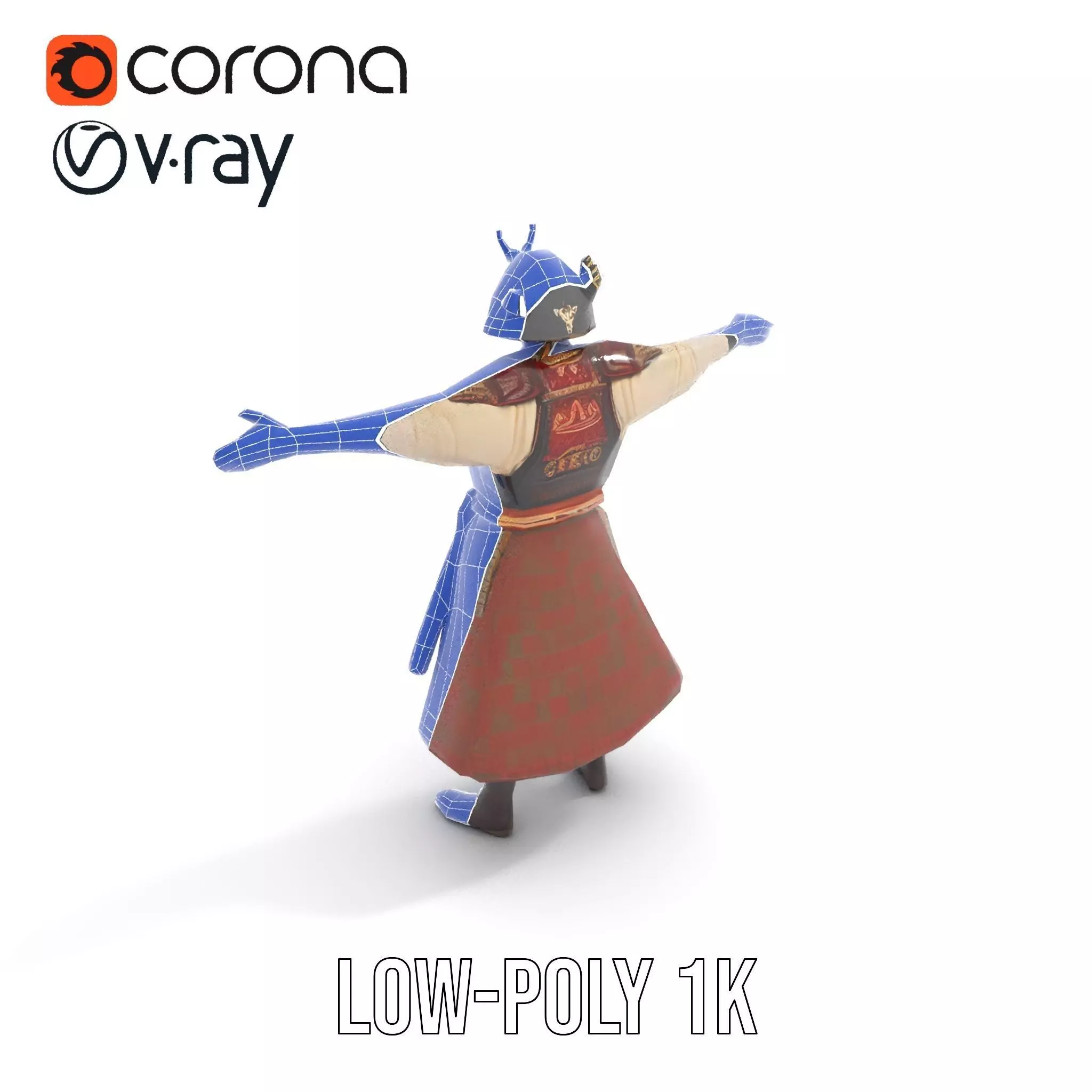 Samurai Warrior Armor model pack Low-poly 3D model_30