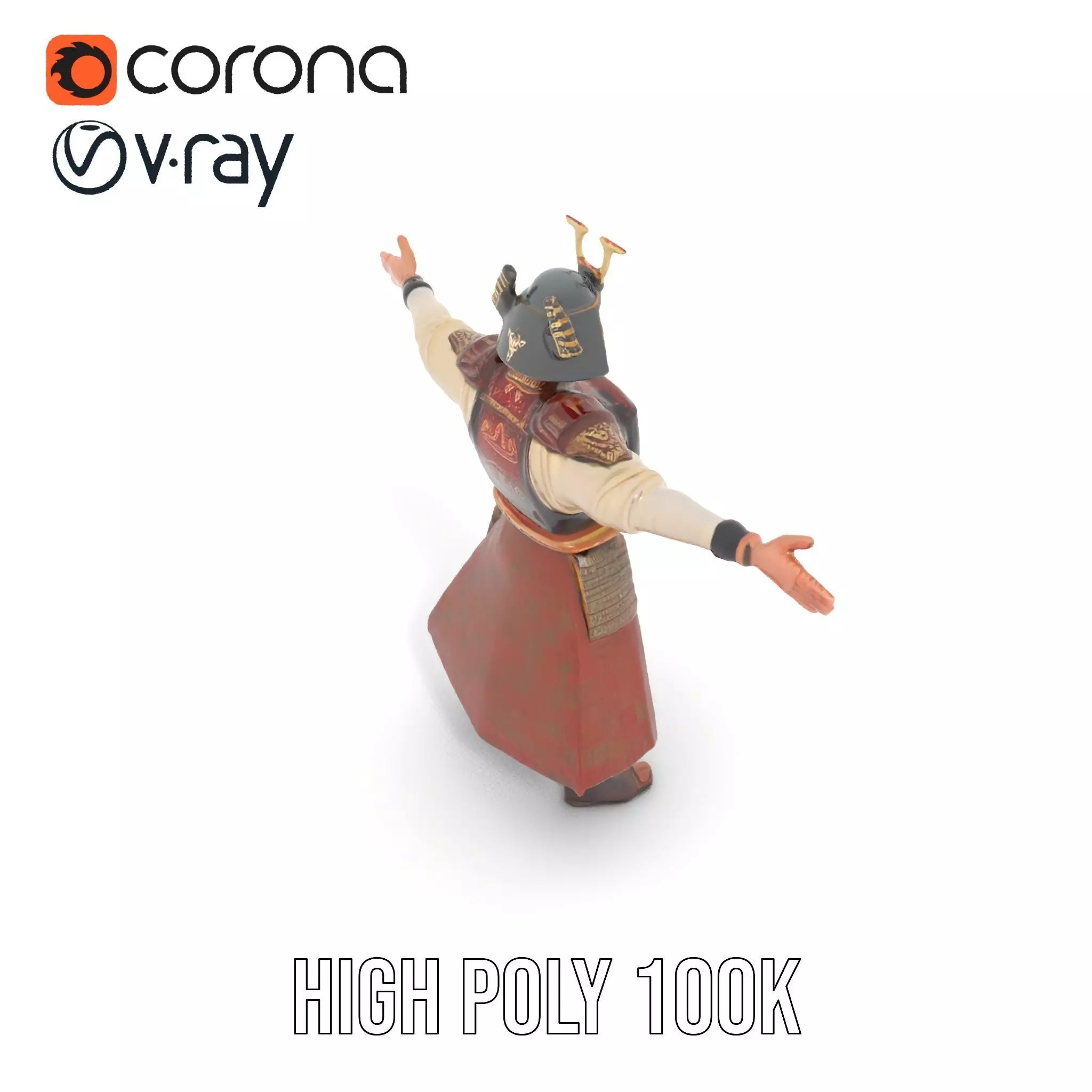 Samurai Warrior Armor model pack Low-poly 3D model_22