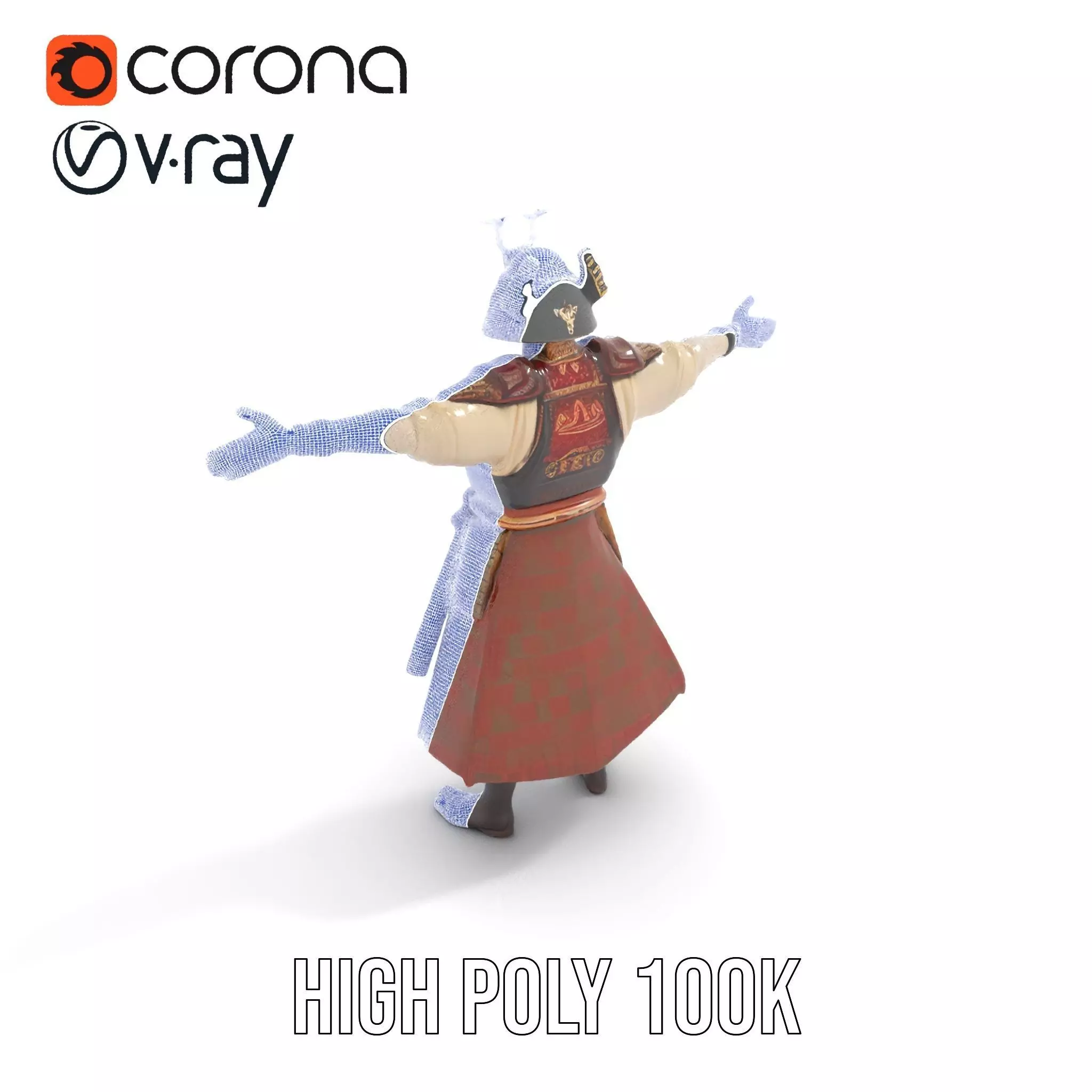 Samurai Warrior Armor model pack Low-poly 3D model_14