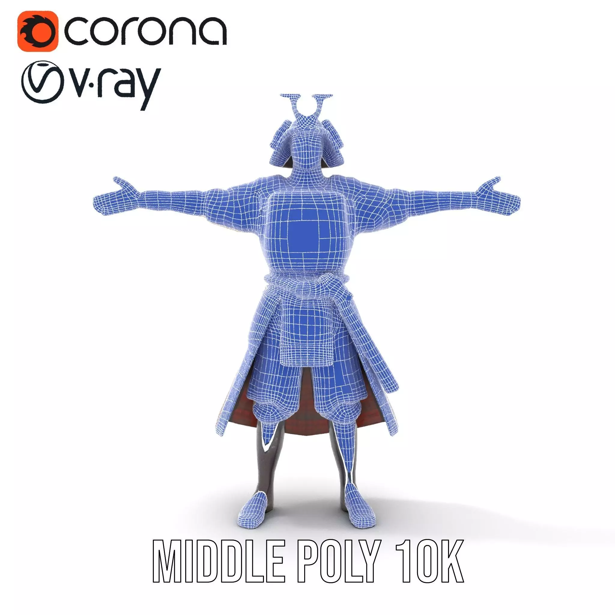 Samurai Warrior Armor model pack Low-poly 3D model_29