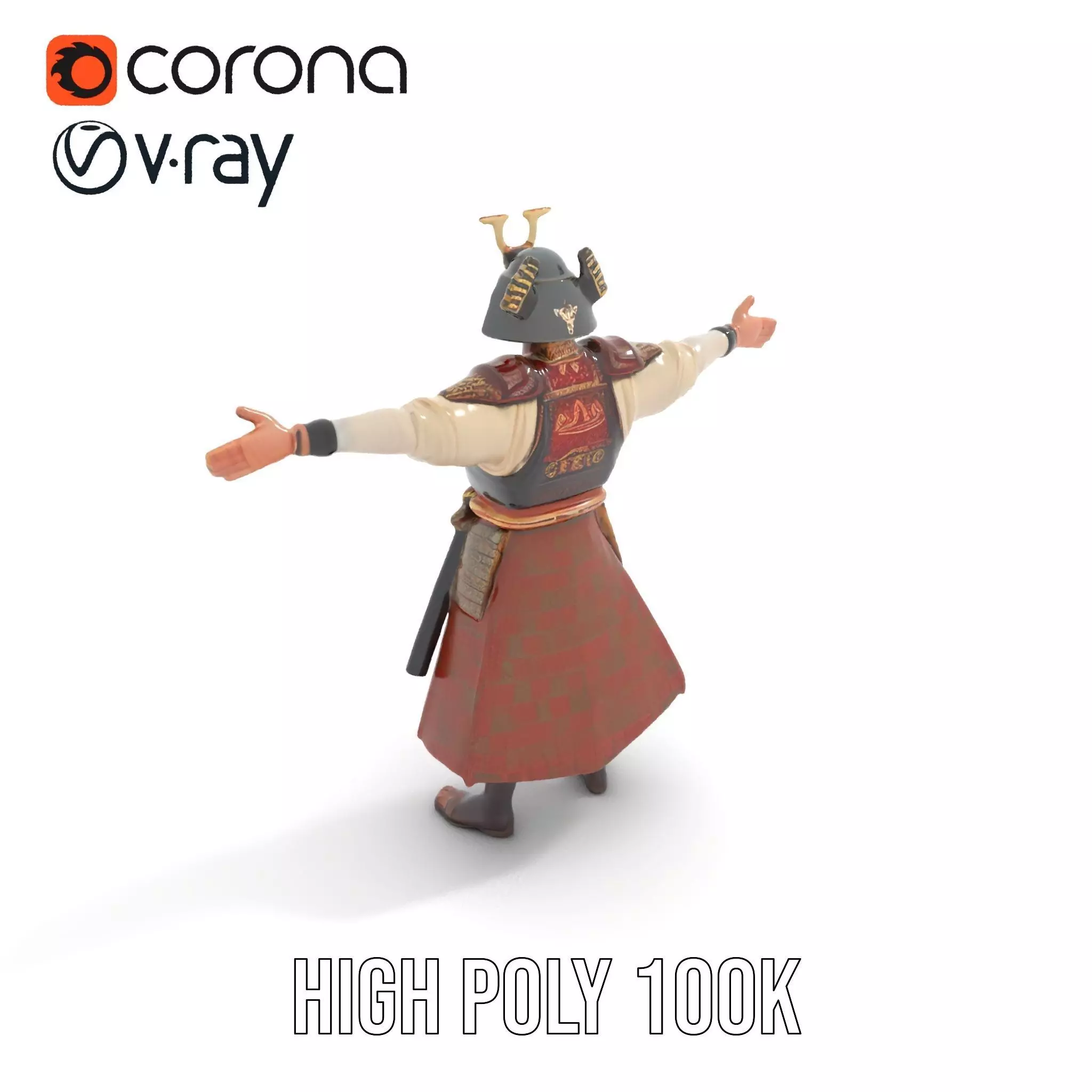 Samurai Warrior Armor model pack Low-poly 3D model_17