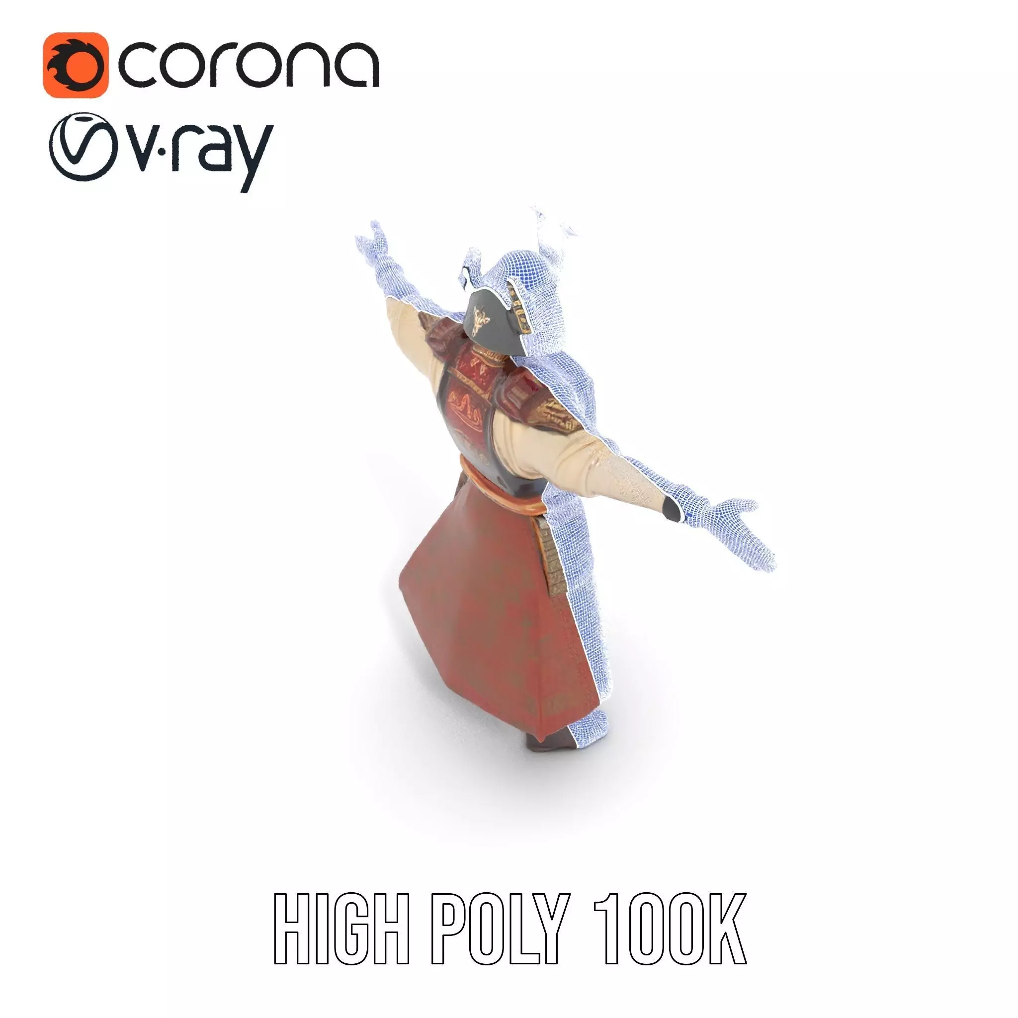 Samurai Warrior Armor model pack Low-poly 3D model_31