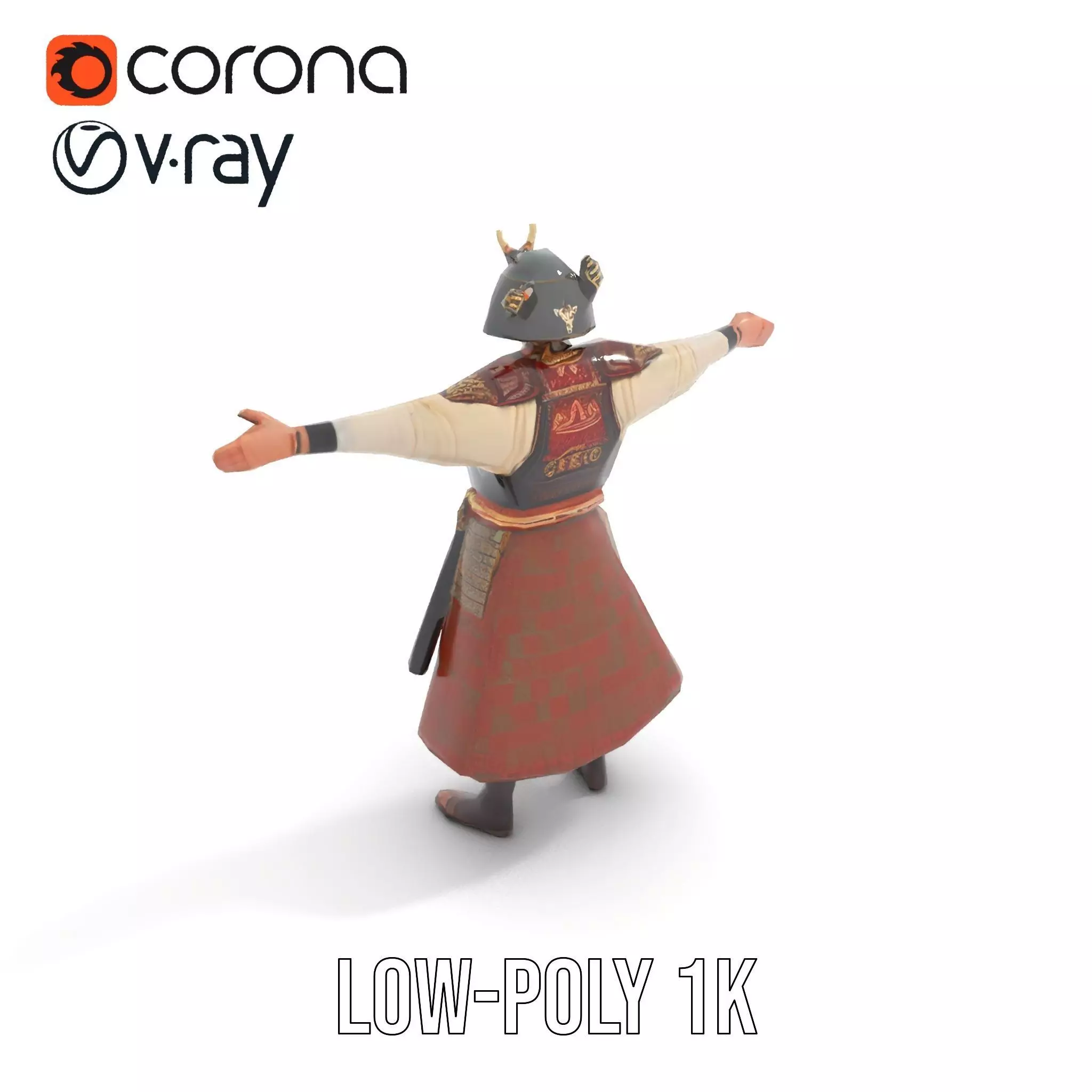 Samurai Warrior Armor model pack Low-poly 3D model_7
