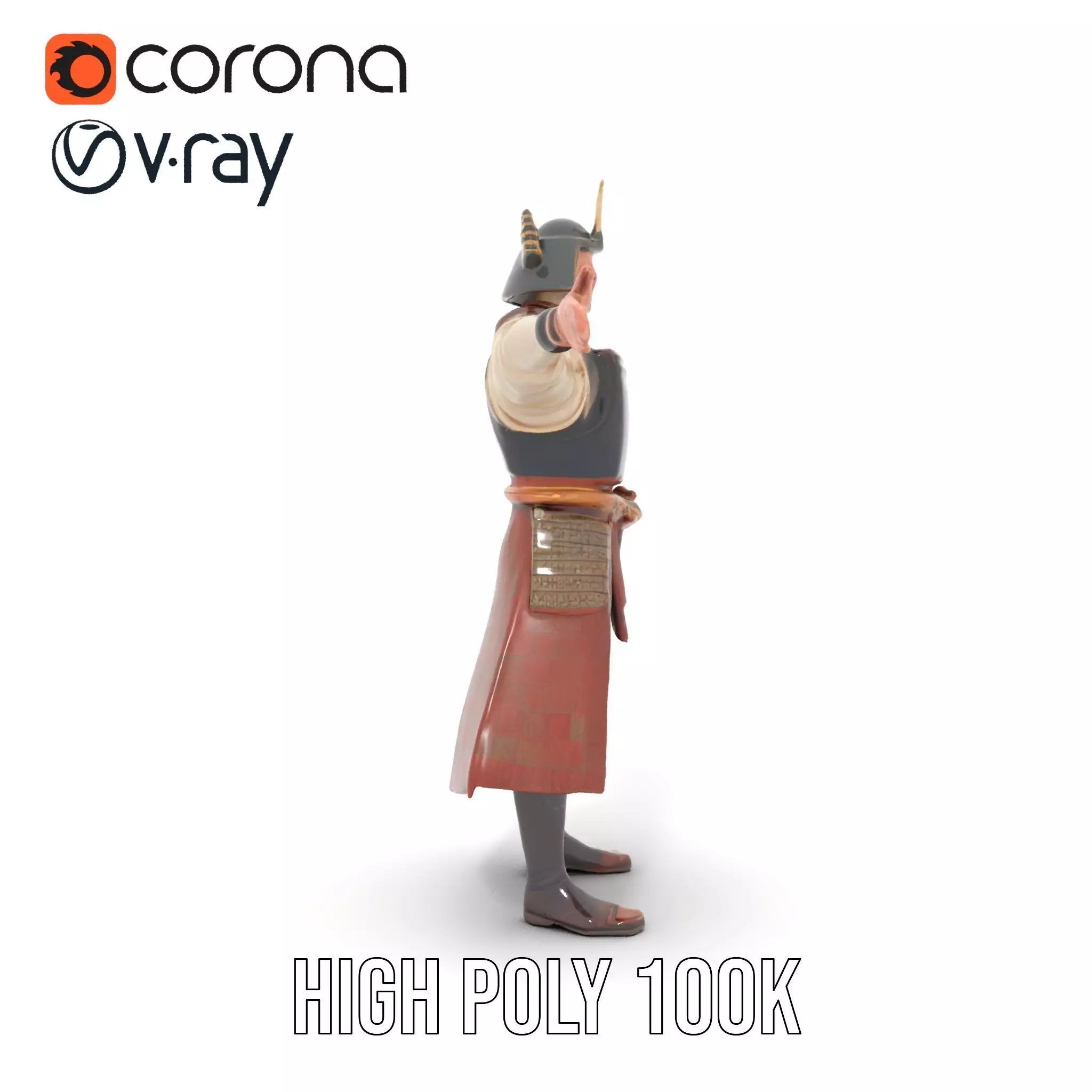 Samurai Warrior Armor model pack Low-poly 3D model_9