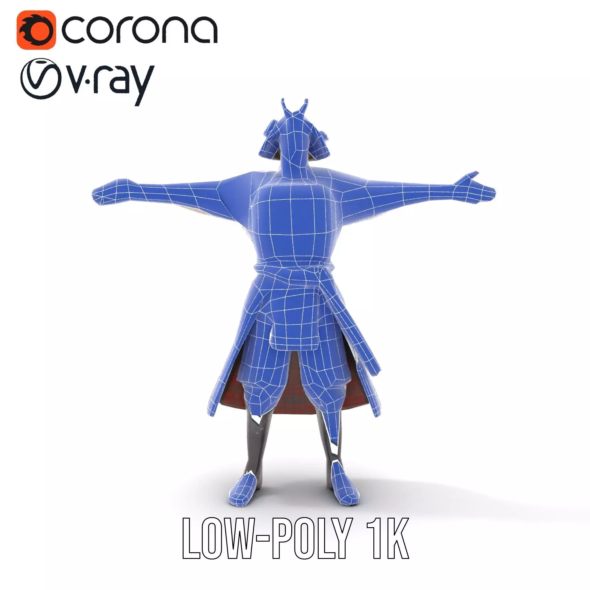 Samurai Warrior Armor model pack Low-poly 3D model_16