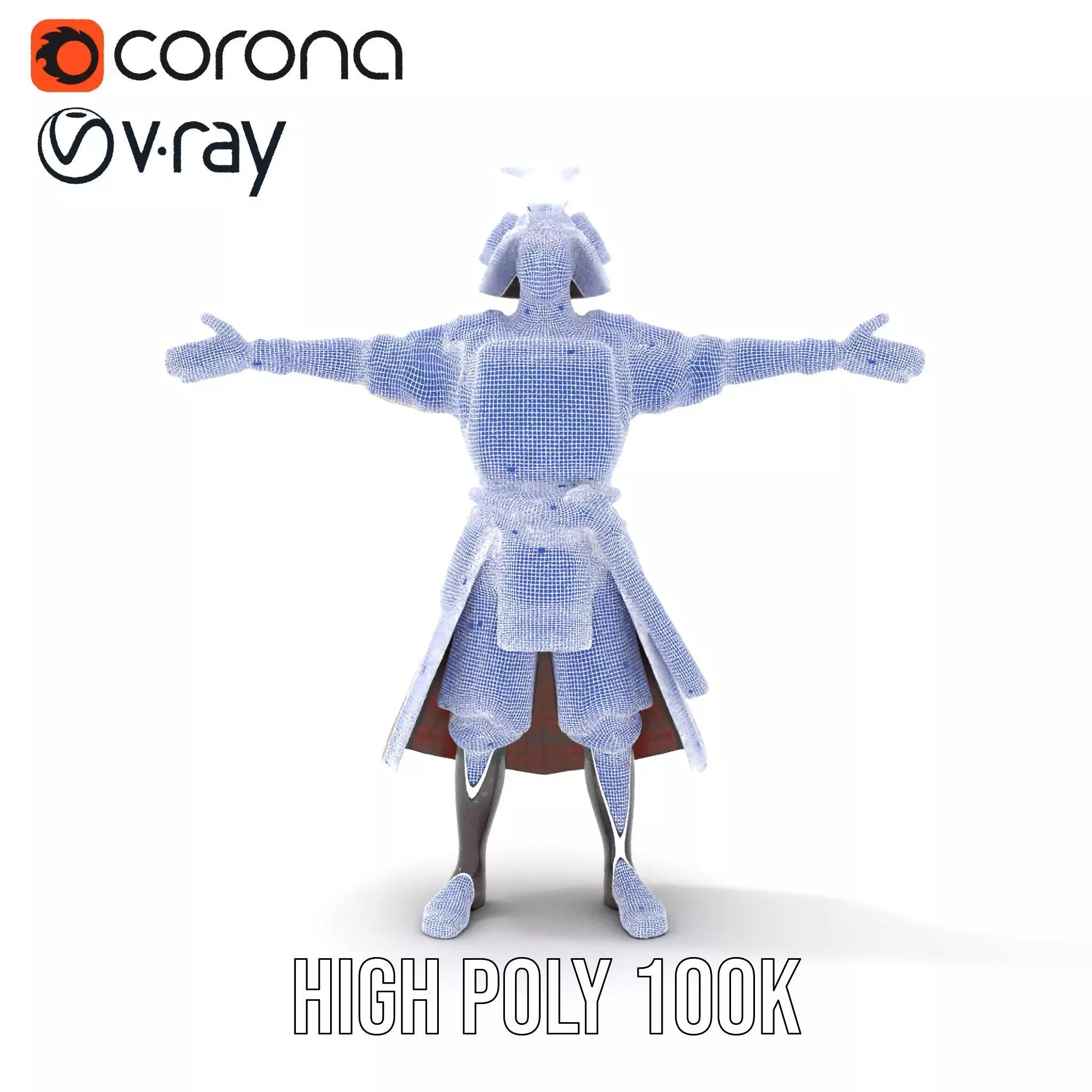 Samurai Warrior Armor model pack Low-poly 3D model_33