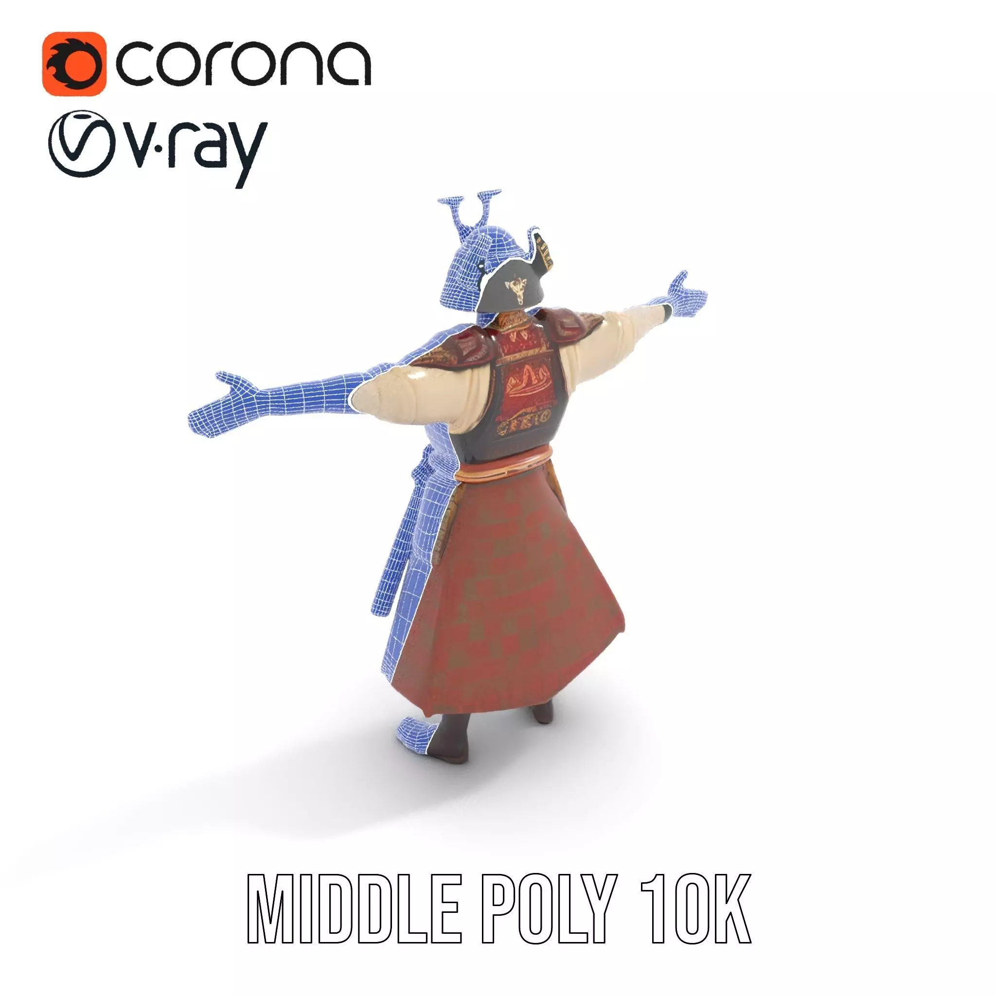 Samurai Warrior Armor model pack Low-poly 3D model_6