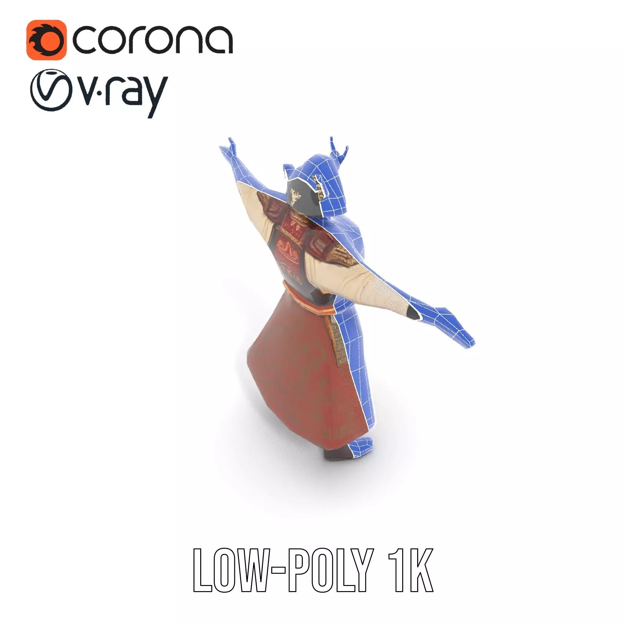 Samurai Warrior Armor model pack Low-poly 3D model_24