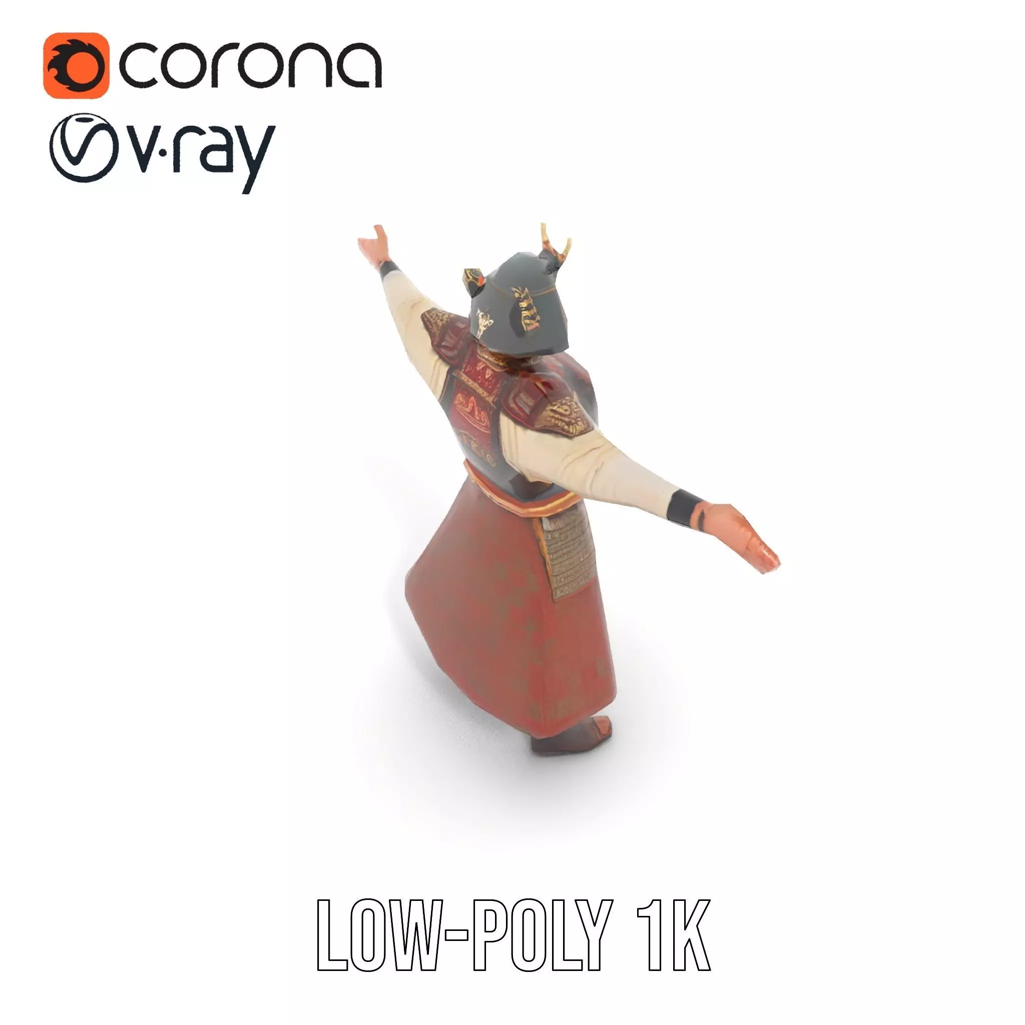 Samurai Warrior Armor model pack Low-poly 3D model_8