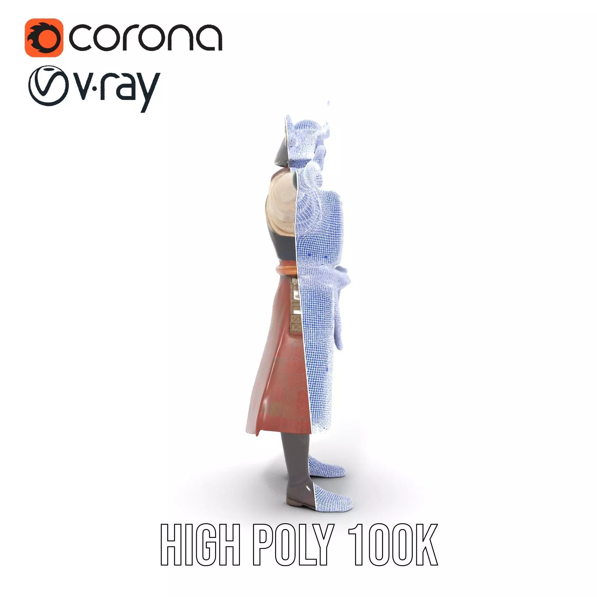 Samurai Warrior Armor model pack Low-poly 3D model_32