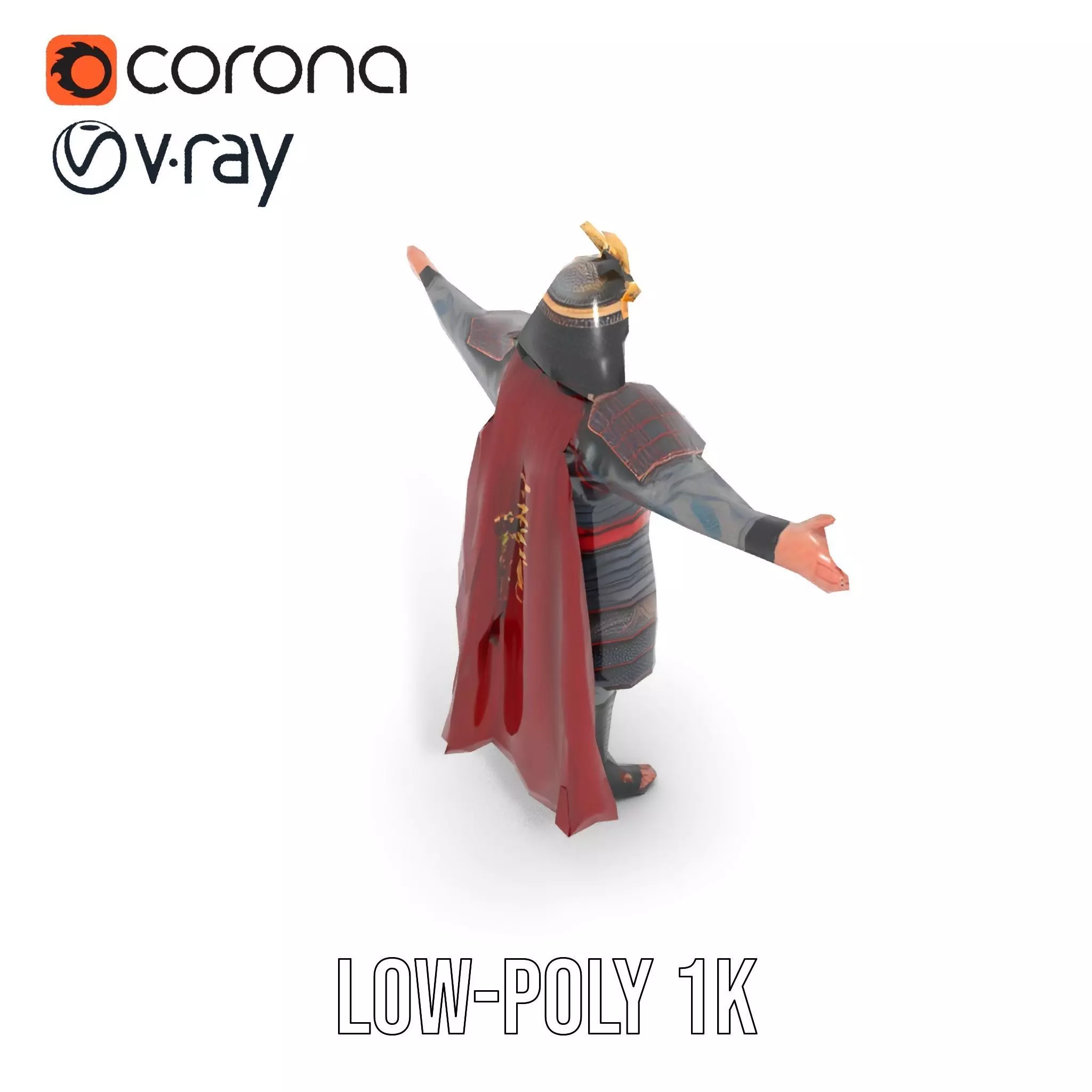 Samurai Warrior Armor model pack Low-poly 3D model_25