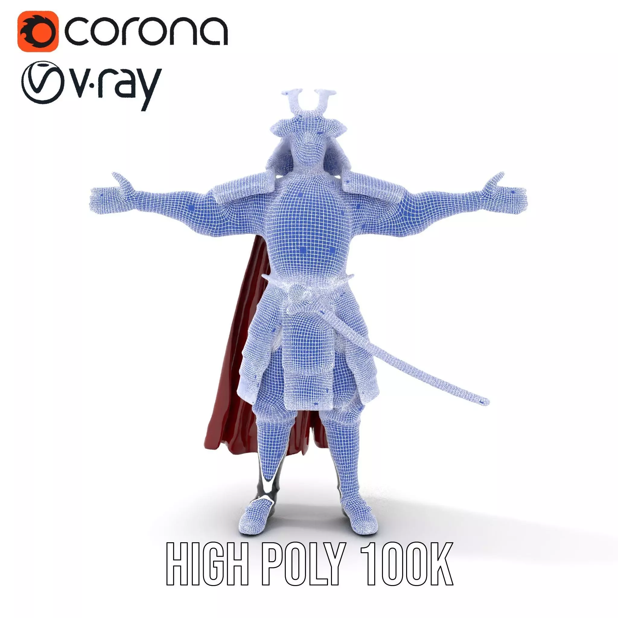 Samurai Warrior Armor model pack Low-poly 3D model_23