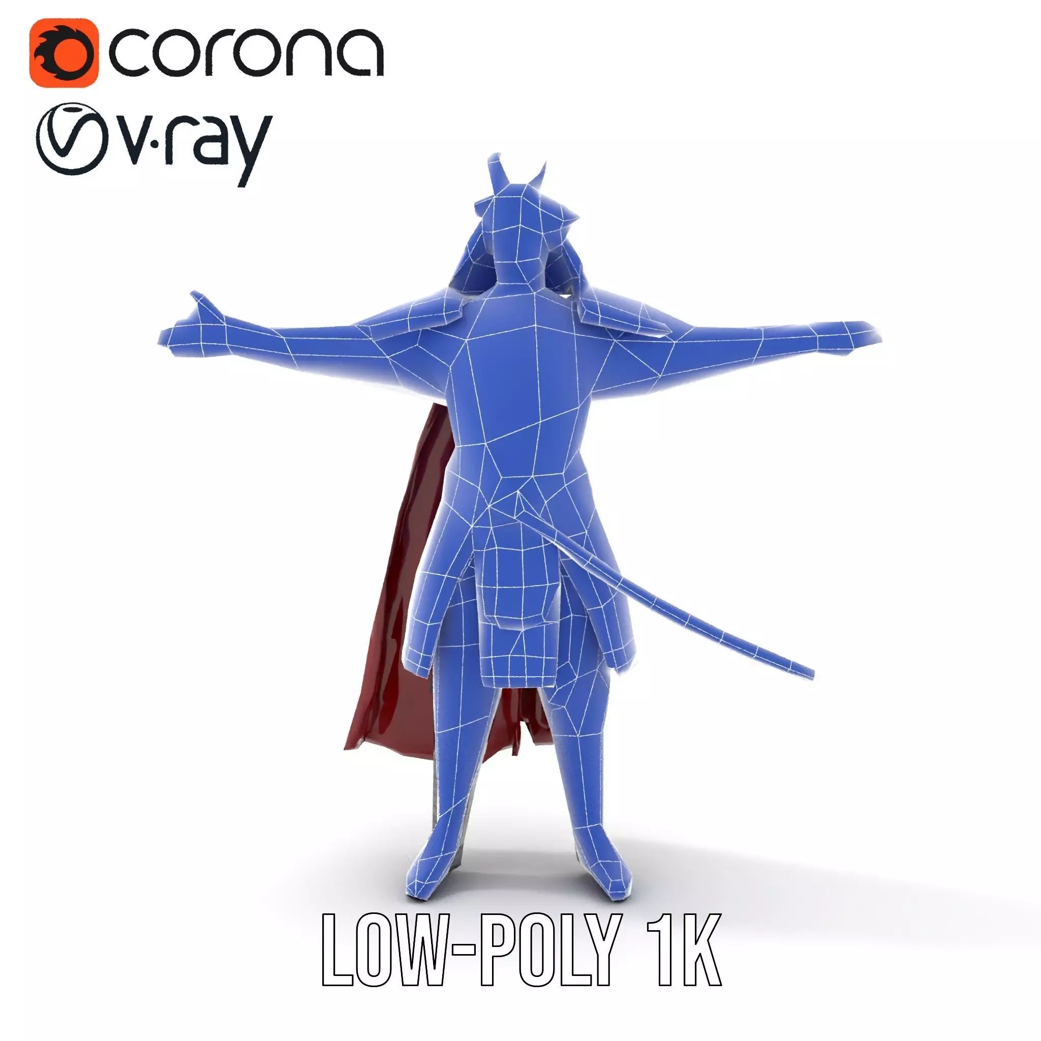 Samurai Warrior Armor model pack Low-poly 3D model_28