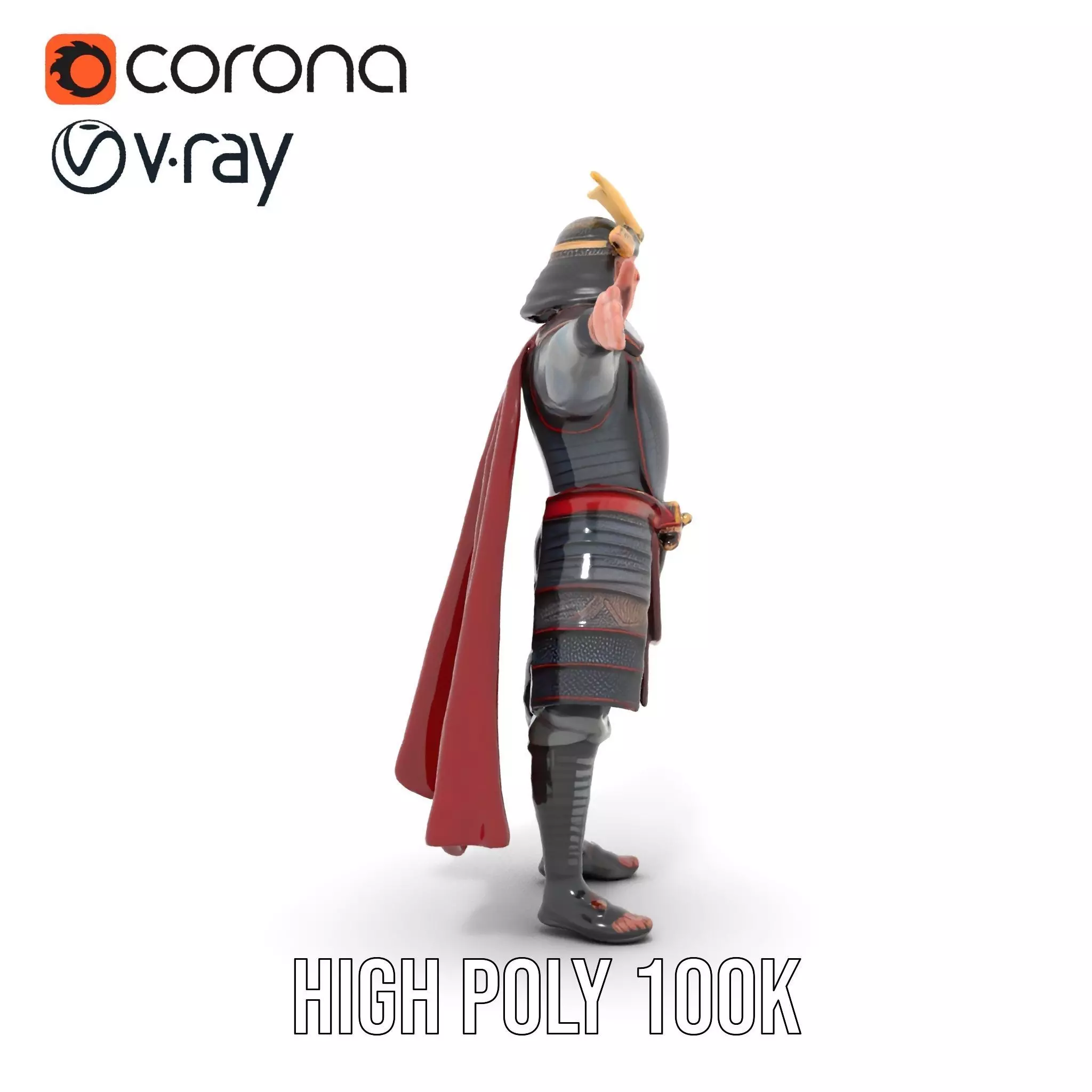 Samurai Warrior Armor model pack Low-poly 3D model_20