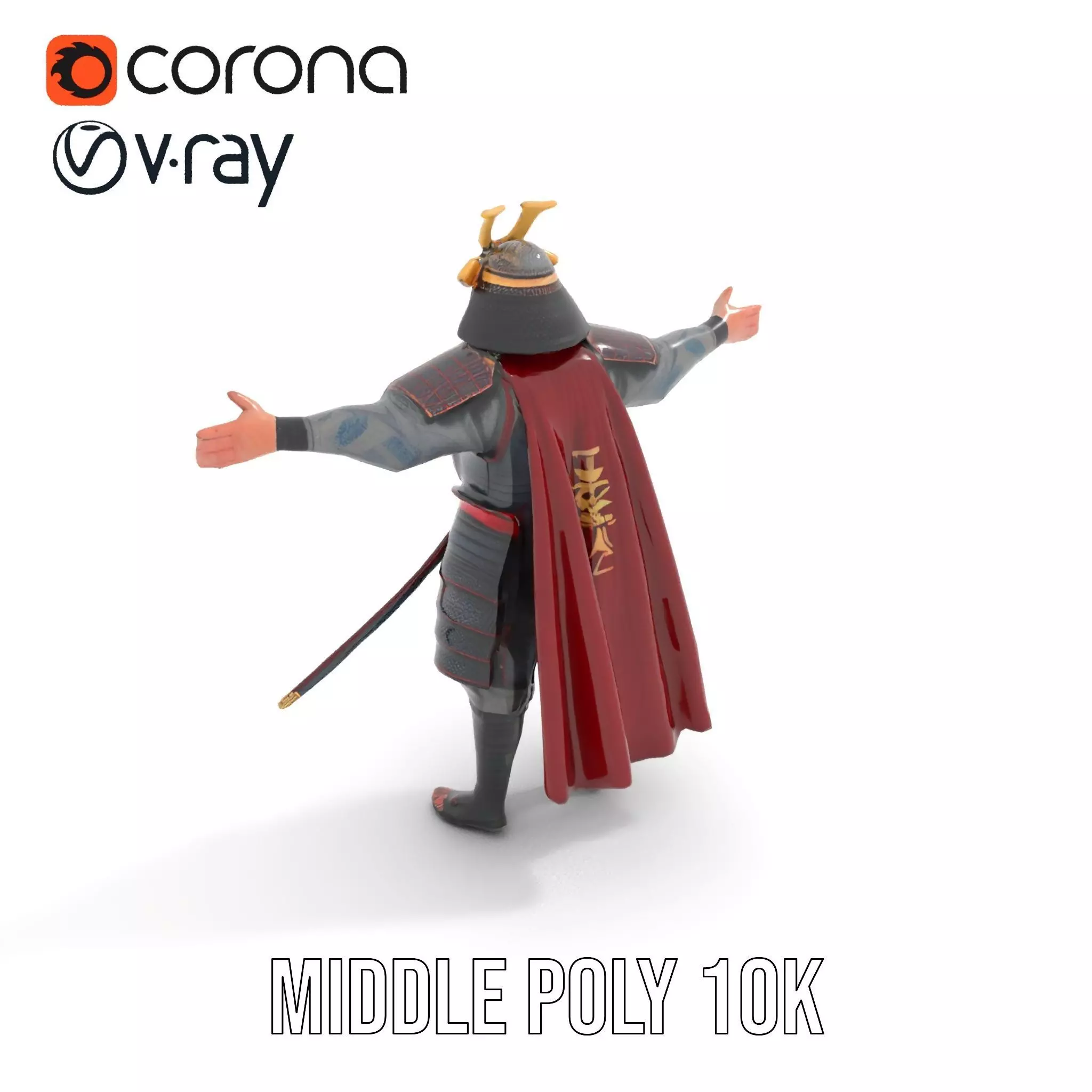 Samurai Warrior Armor model pack Low-poly 3D model_21