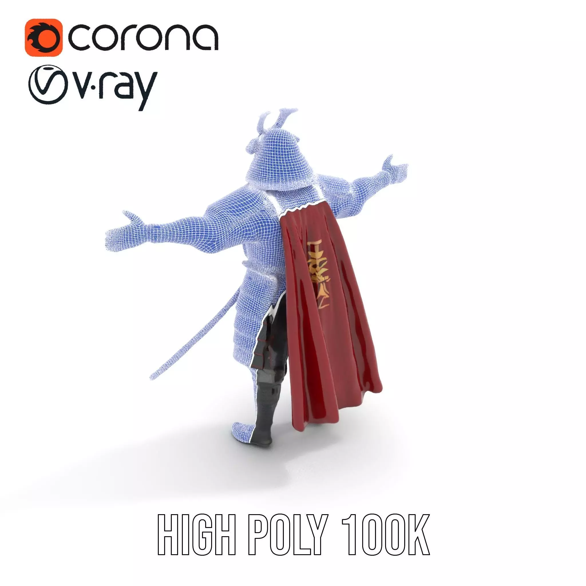 Samurai Warrior Armor model pack Low-poly 3D model_26