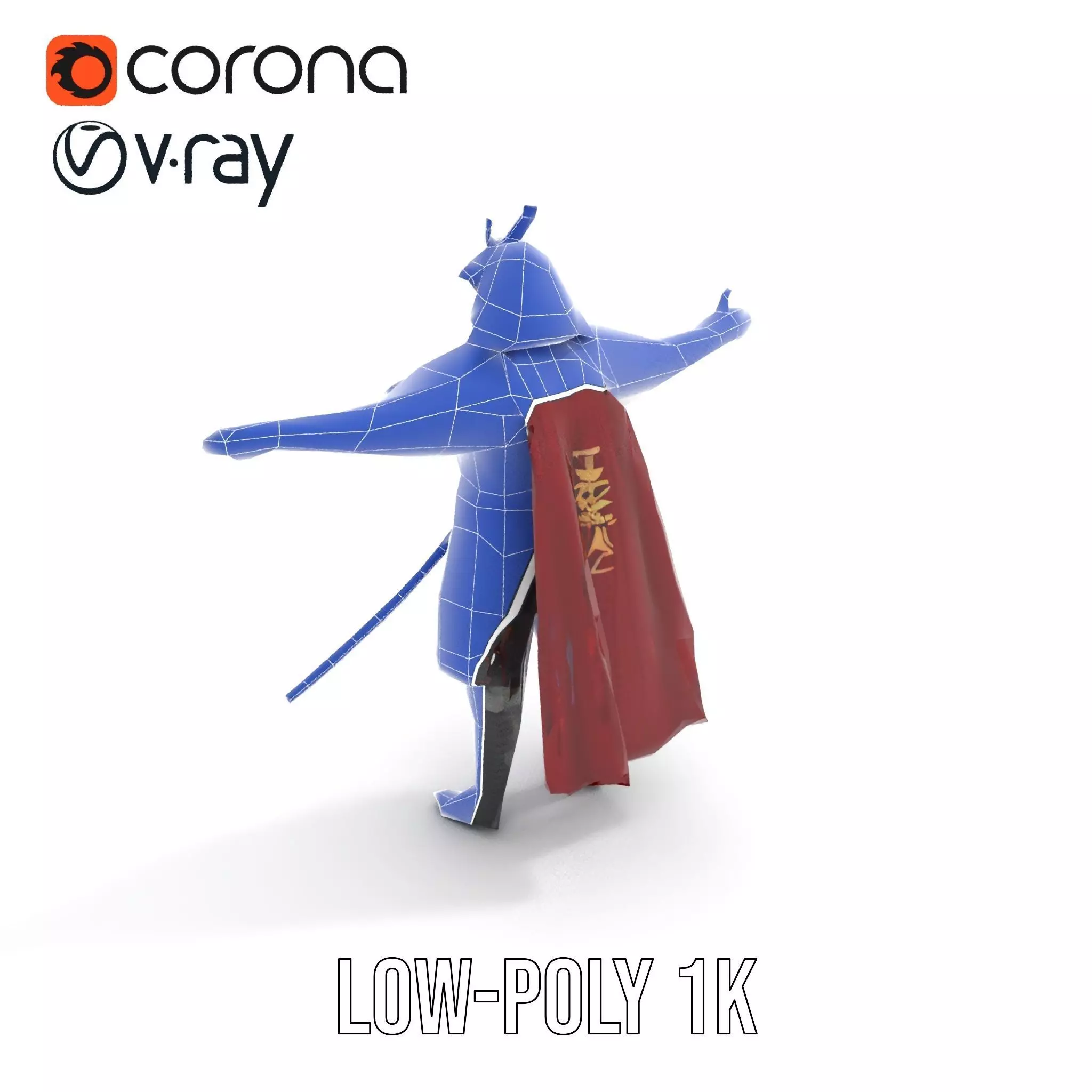 Samurai Warrior Armor model pack Low-poly 3D model_8