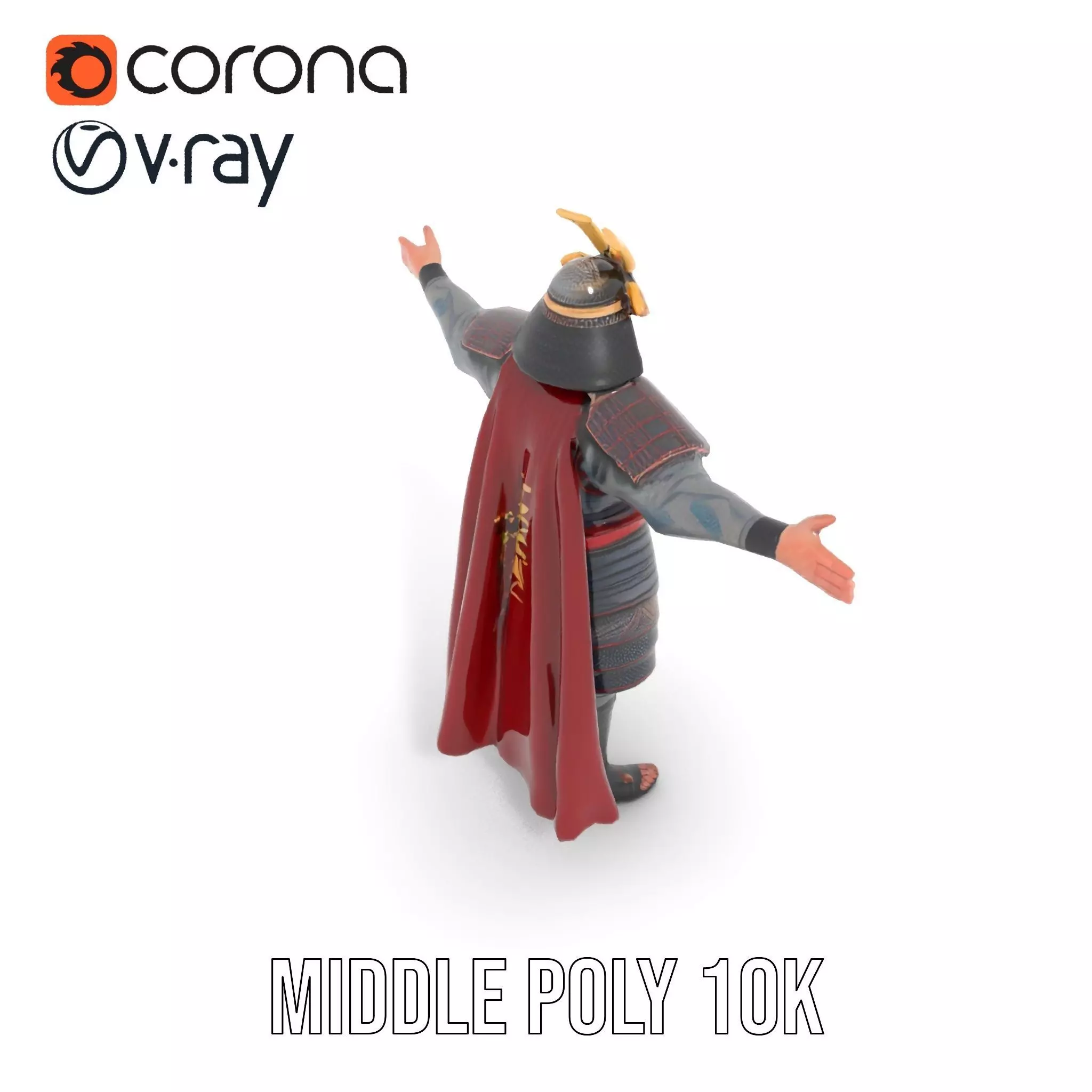 Samurai Warrior Armor model pack Low-poly 3D model_15