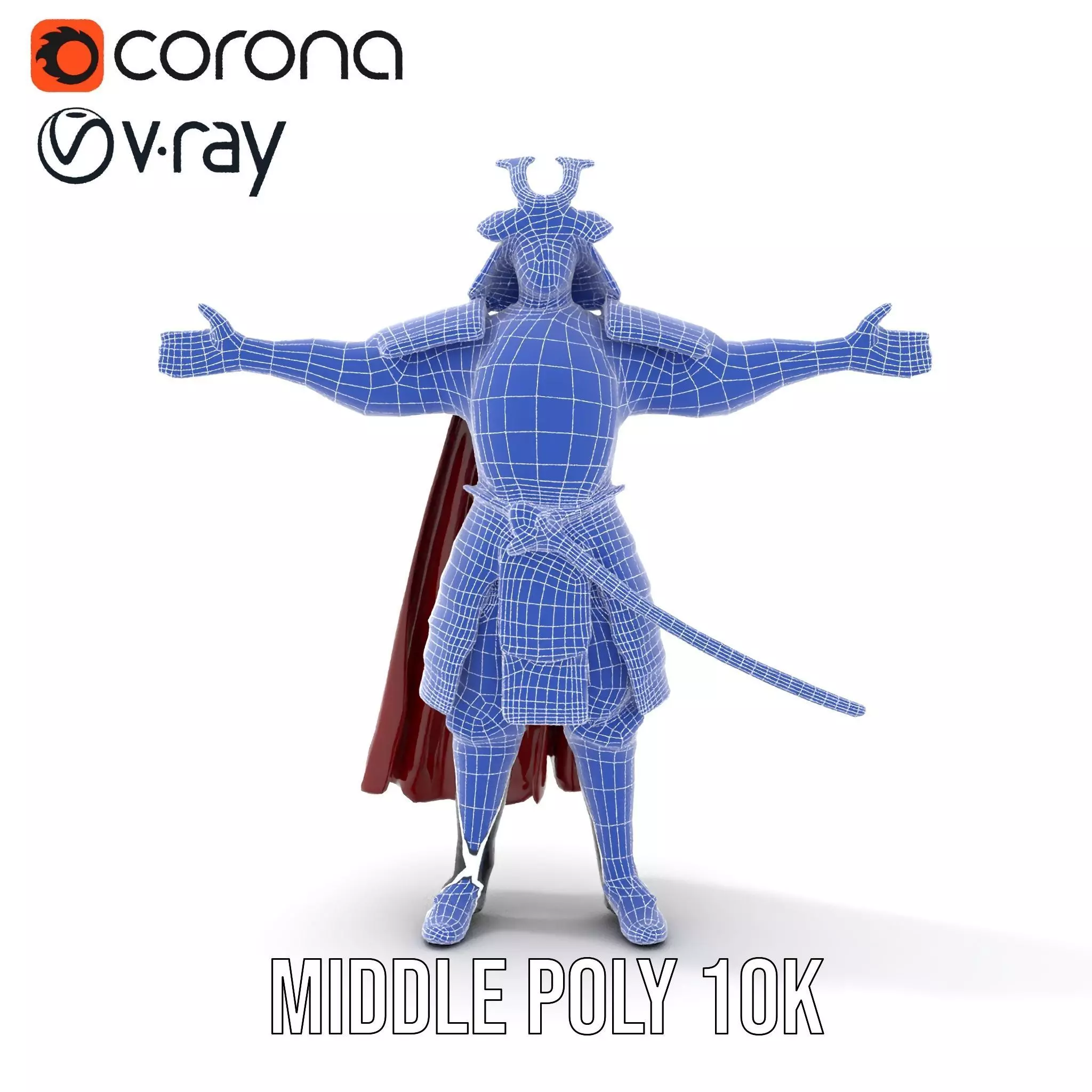Samurai Warrior Armor model pack Low-poly 3D model_27