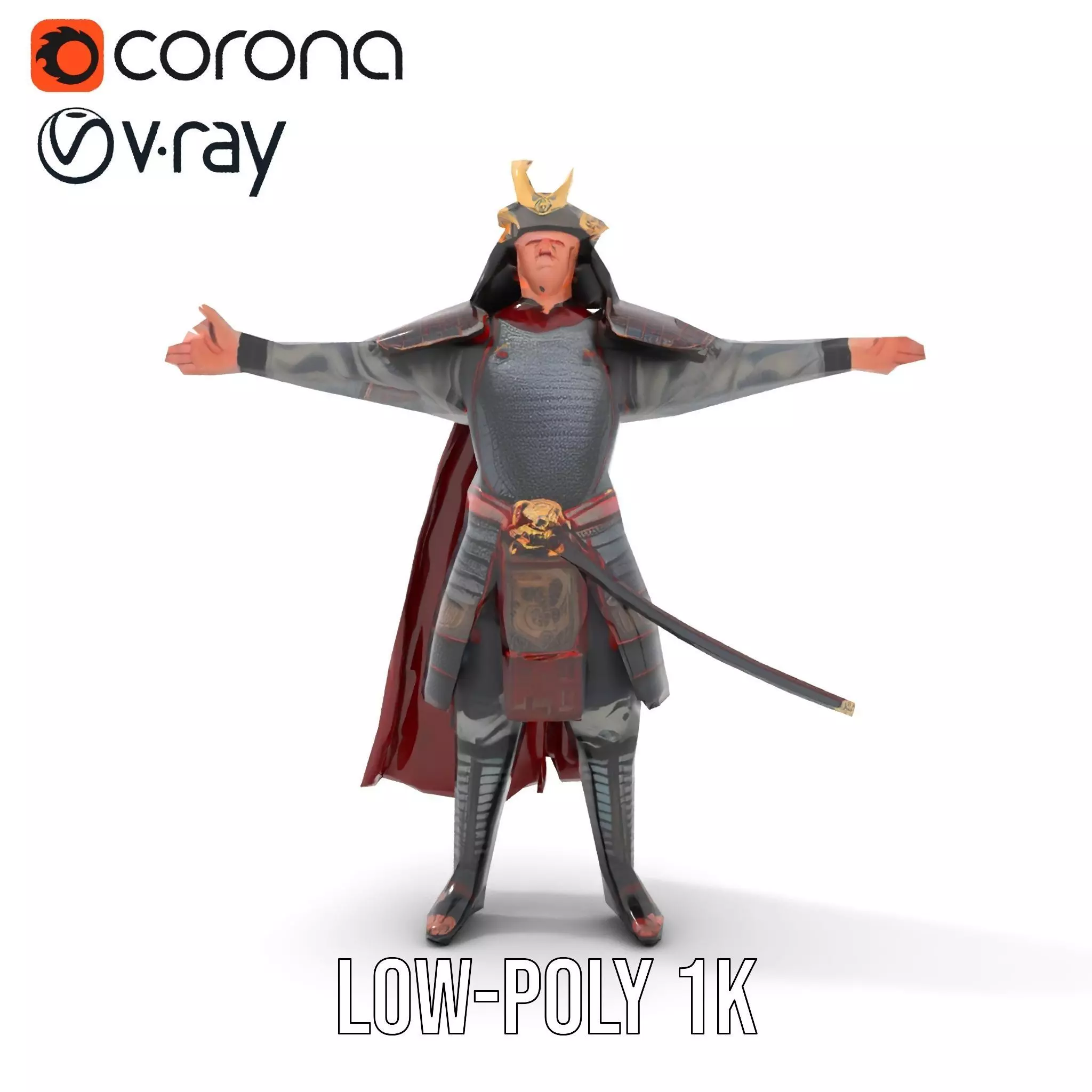 Samurai Warrior Armor model pack Low-poly 3D model_22