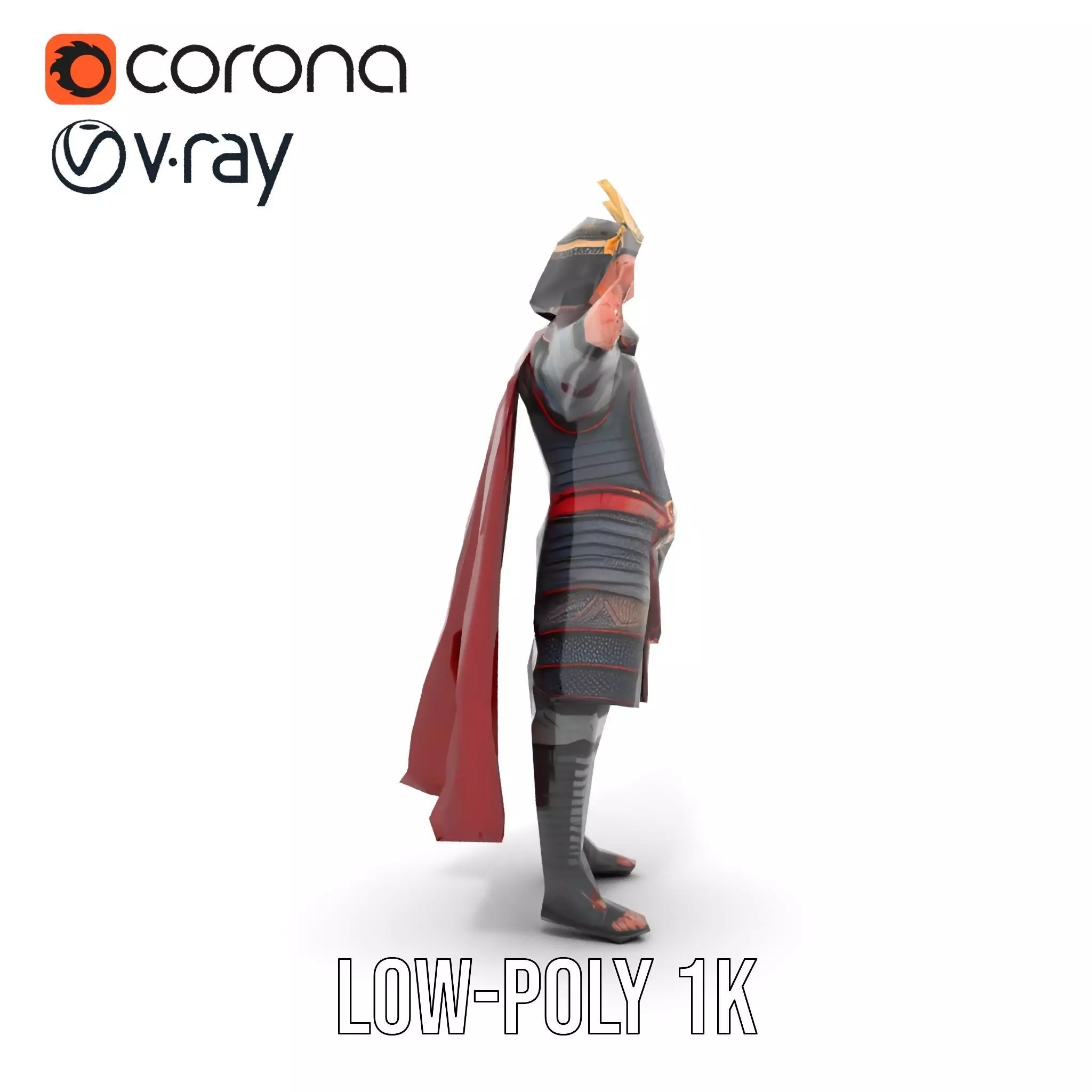 Samurai Warrior Armor model pack Low-poly 3D model_16