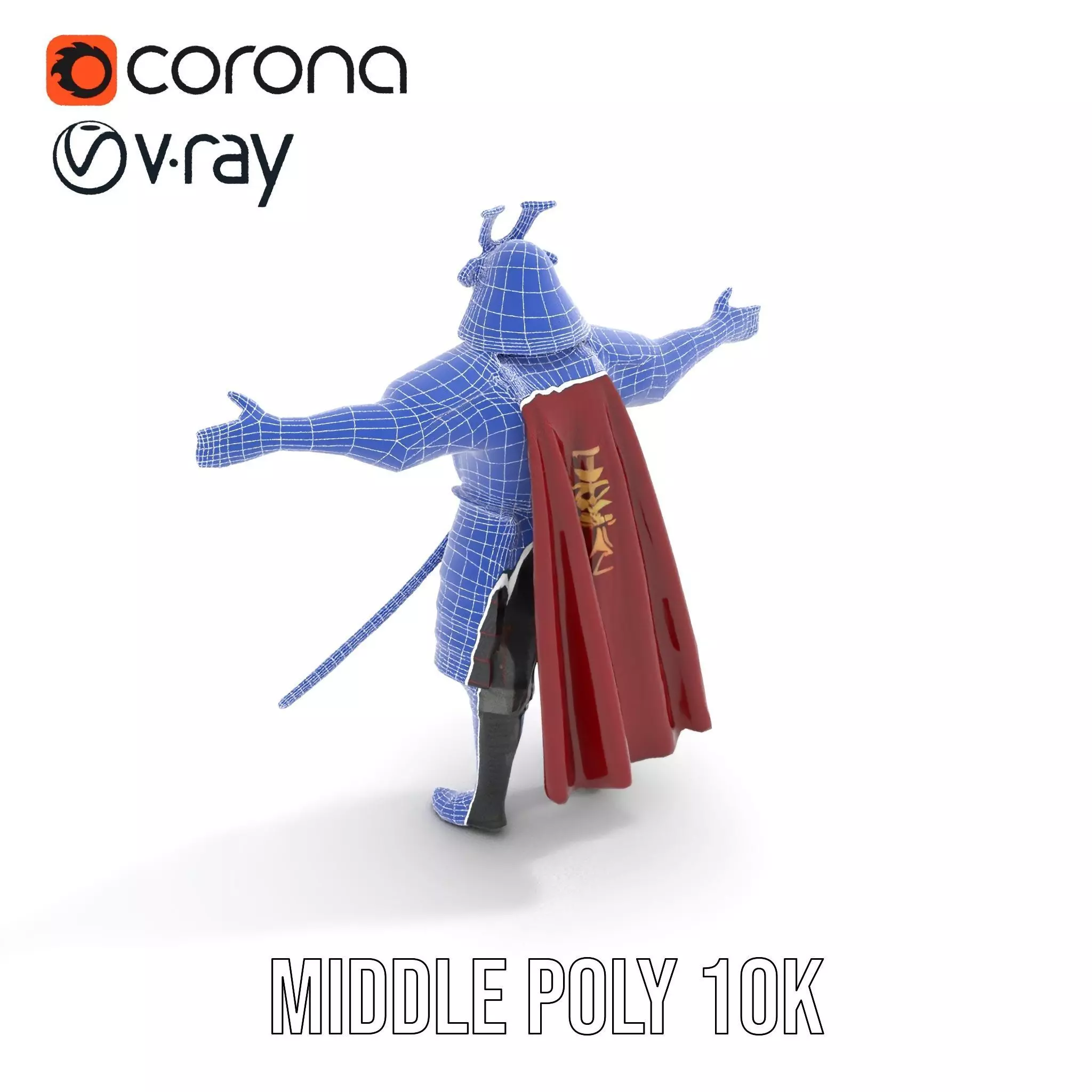 Samurai Warrior Armor model pack Low-poly 3D model_12