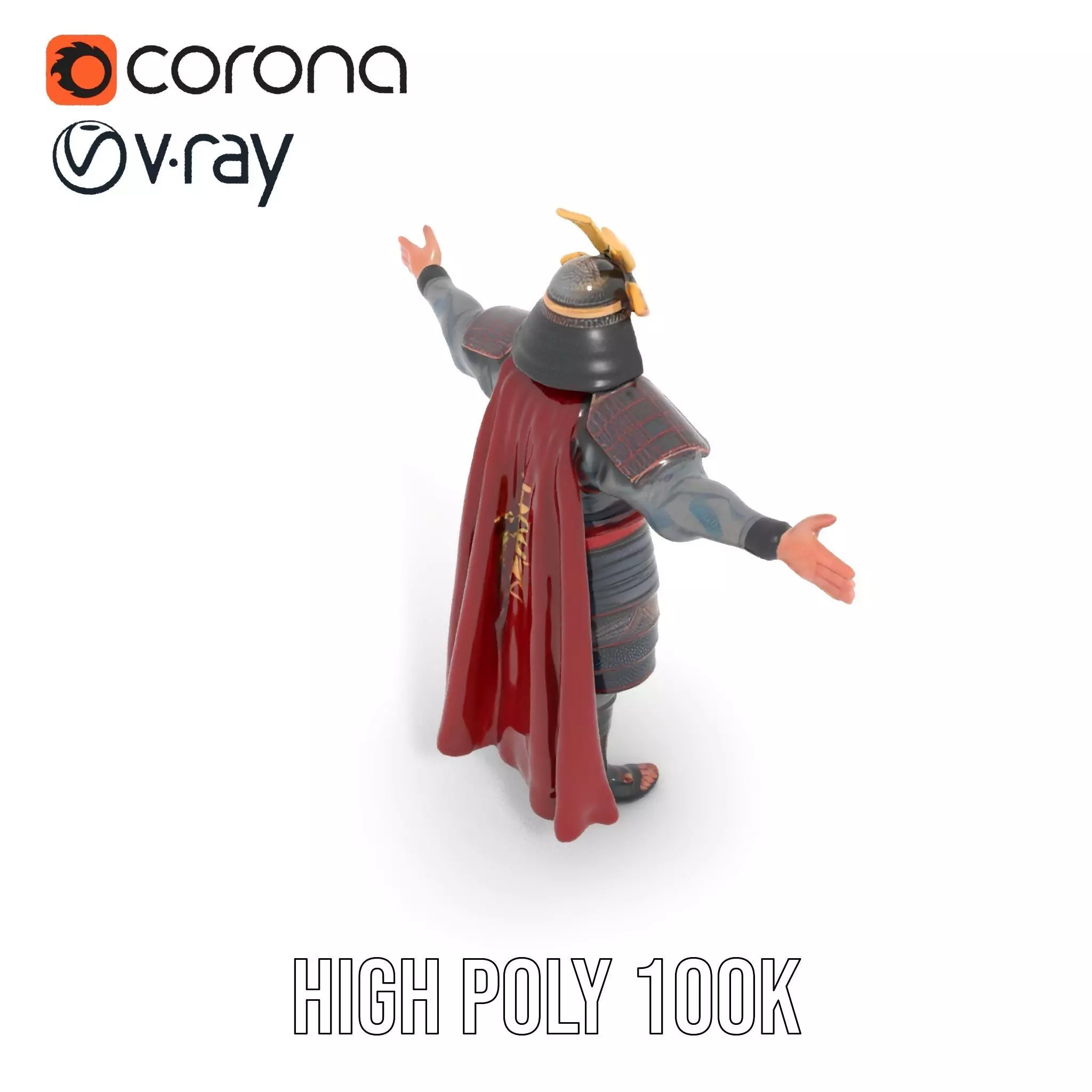 Samurai Warrior Armor model pack Low-poly 3D model_14