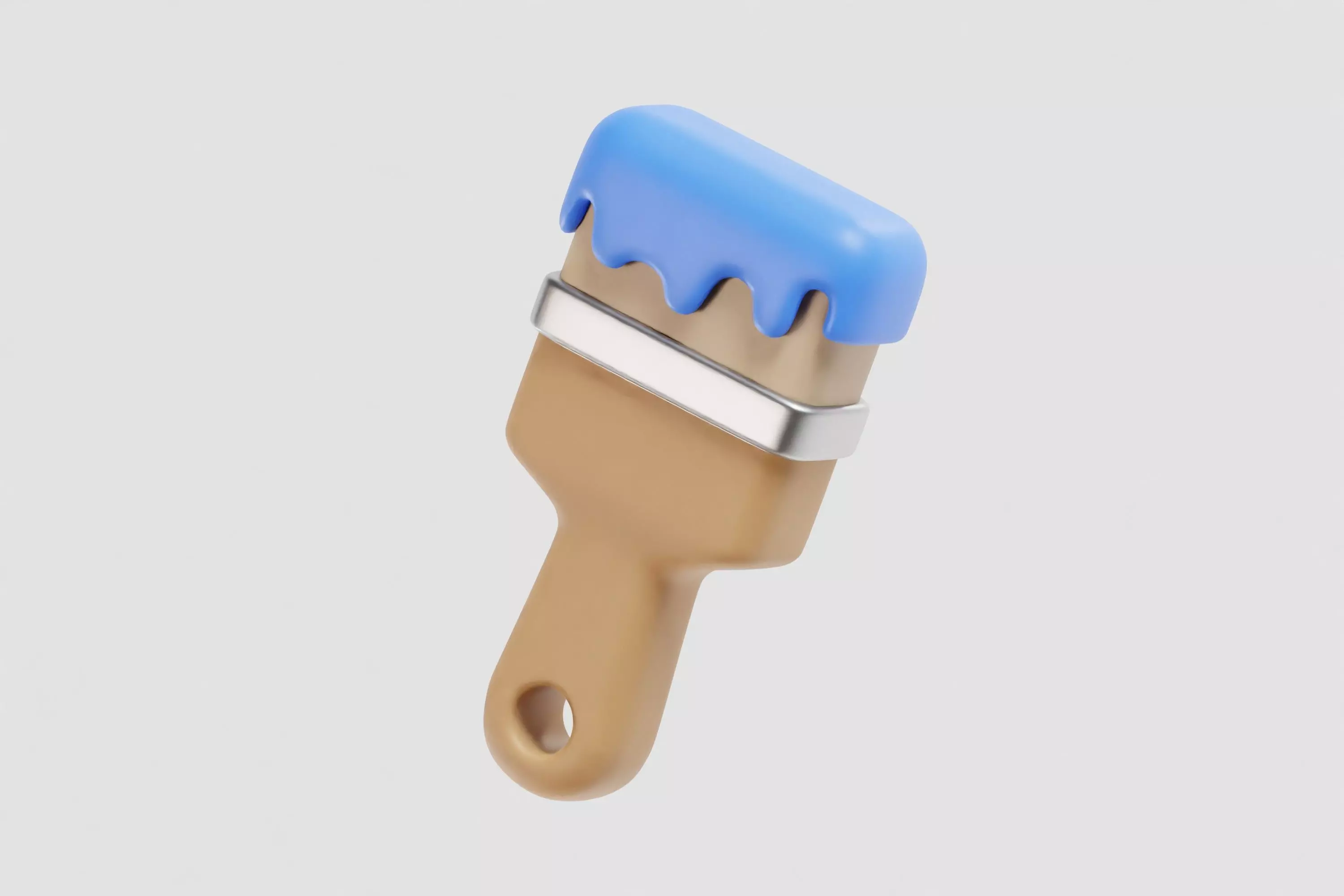 Cartoon Wall paint brush Low-poly 3D model_4