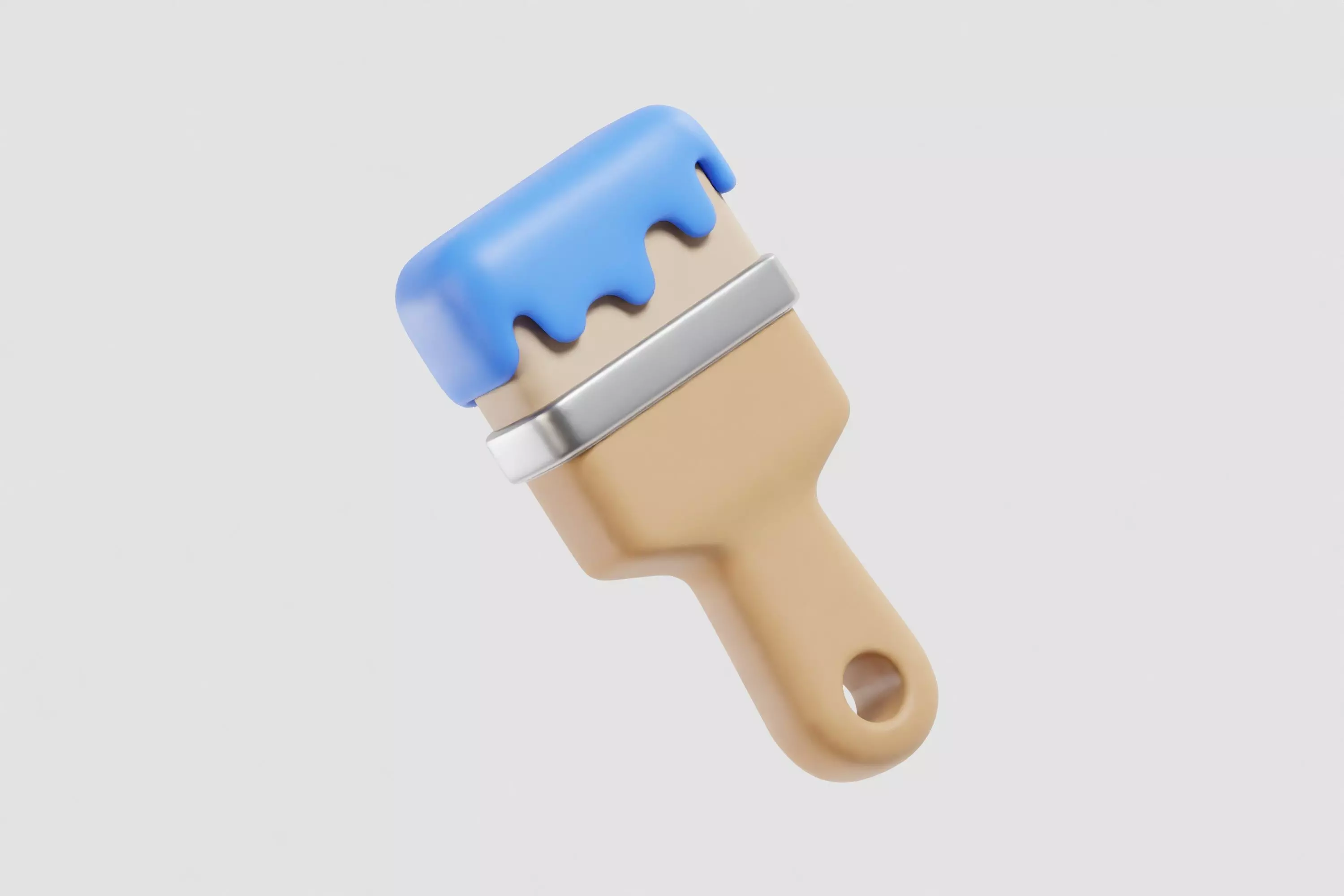 Cartoon Wall paint brush Low-poly 3D model_2