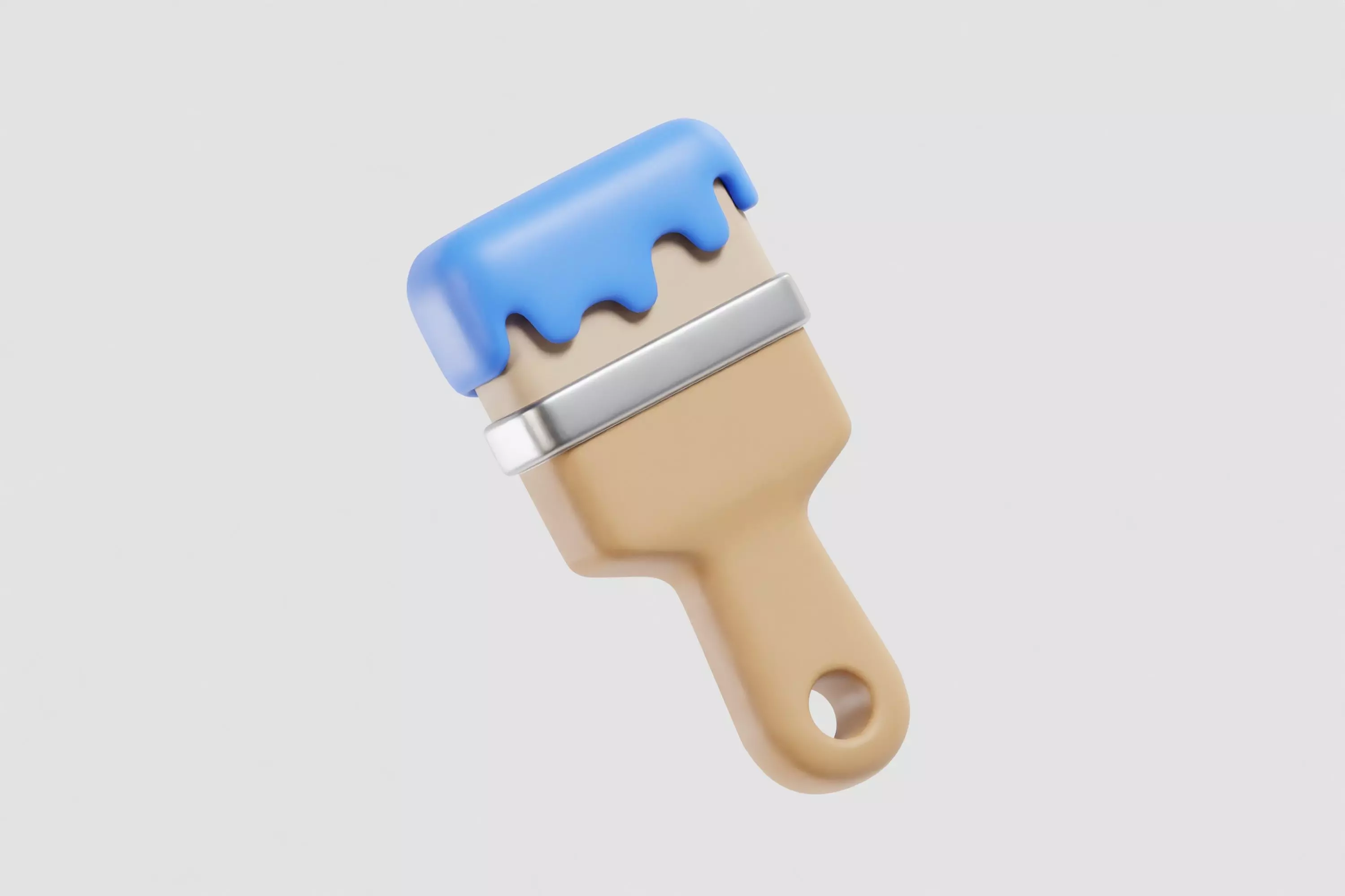 Cartoon Wall paint brush Low-poly 3D model_5