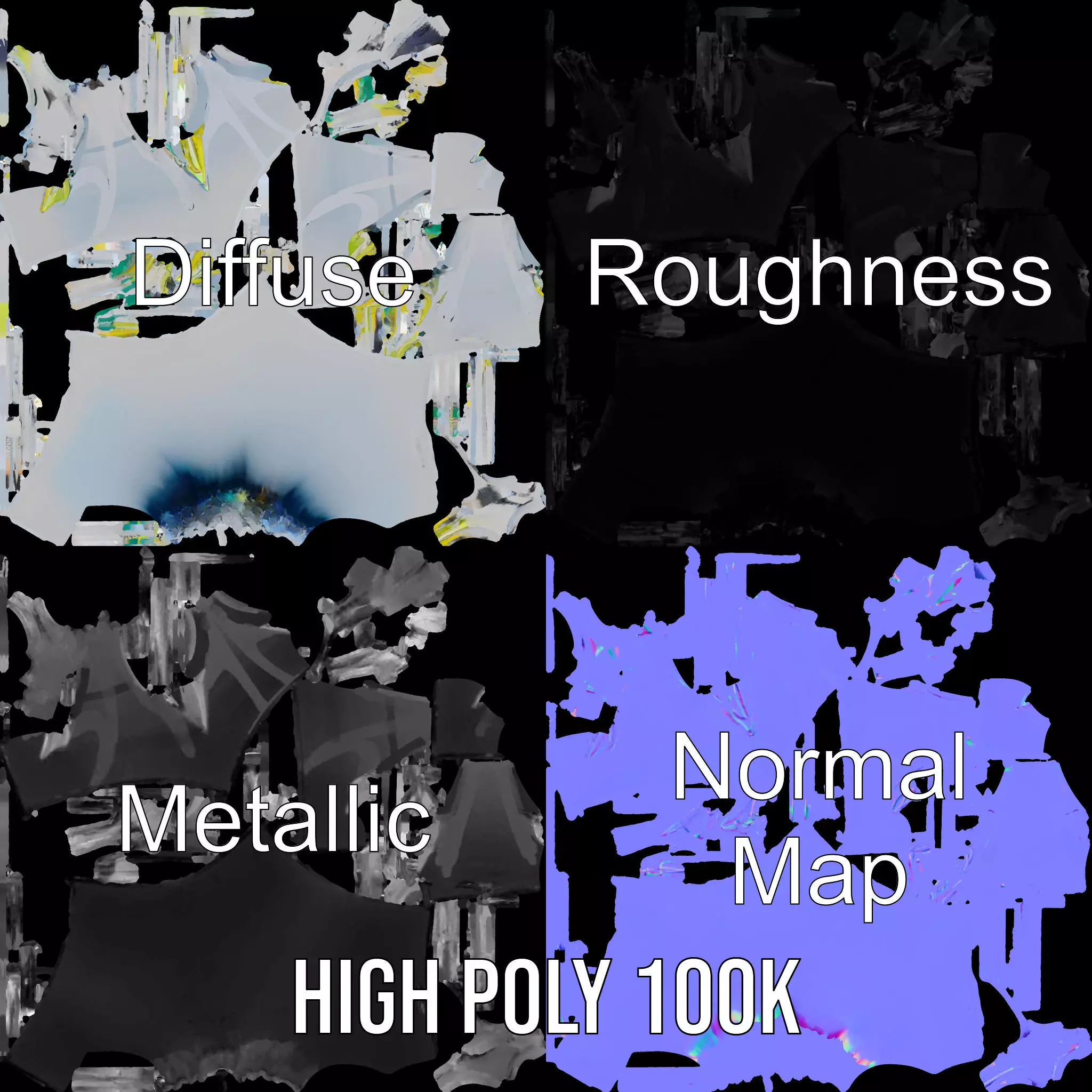 Crystal Water Splash model pack Low-poly 3D model_3