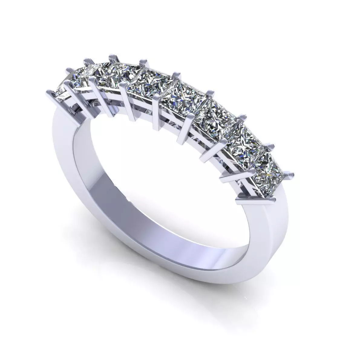 Eight Princess Diamond Ring 3D print model