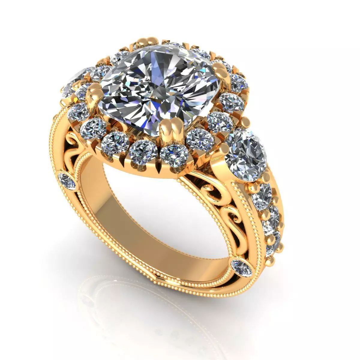 Orange Sapphire Wedding Ring 3D print model