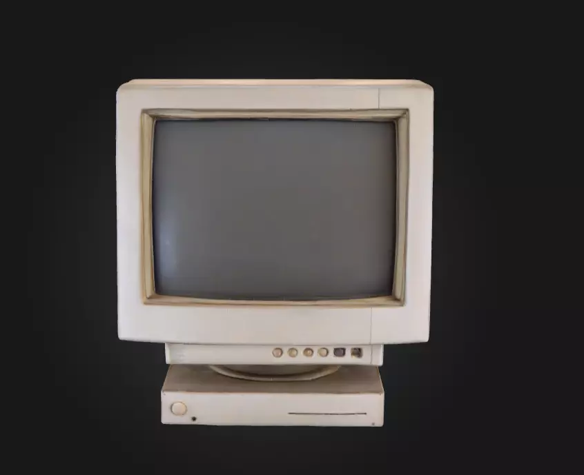 Vintage Monitor Low-poly 3D model_0
