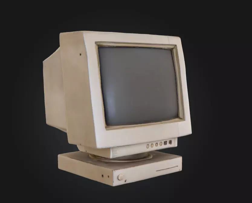 Vintage Monitor Low-poly 3D model_1
