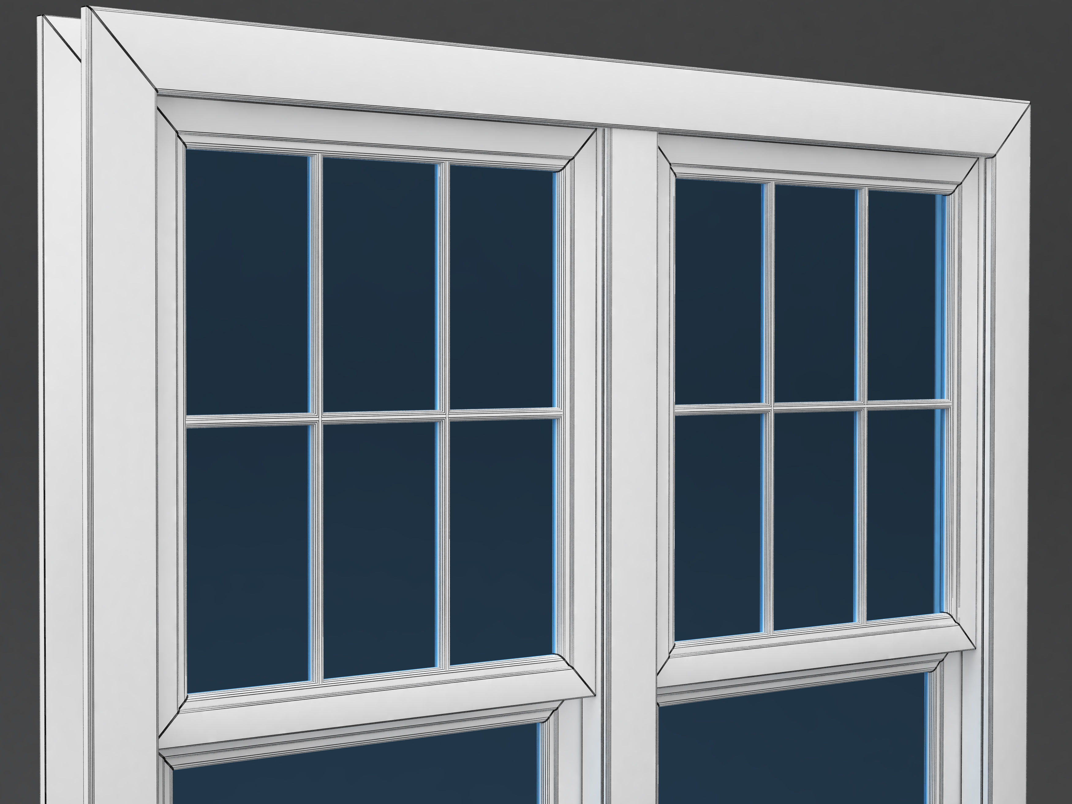 Window Doublehung Two operating 3D model_6