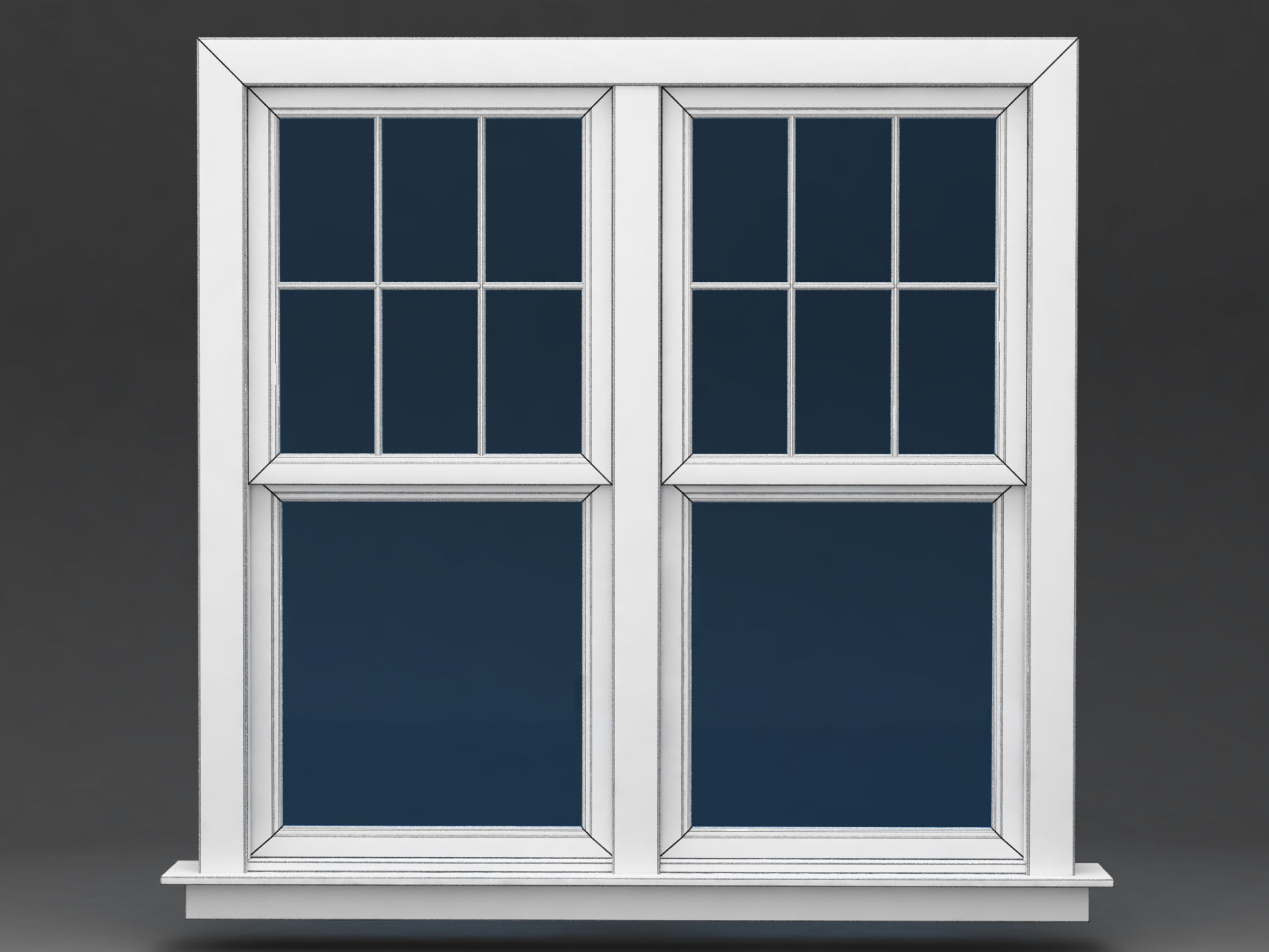 Window Doublehung Two operating 3D model_5