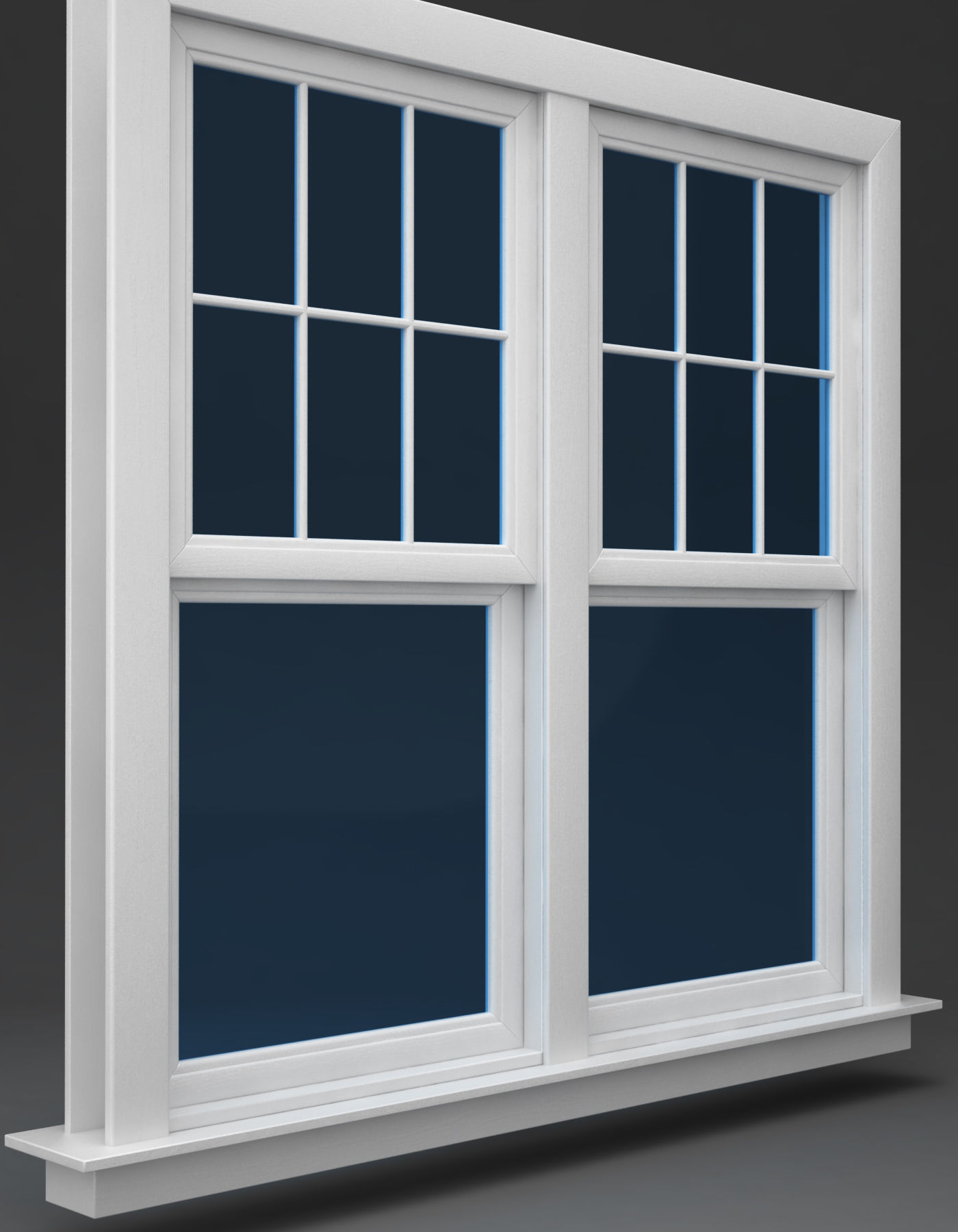 Window Doublehung Two operating 3D model_2