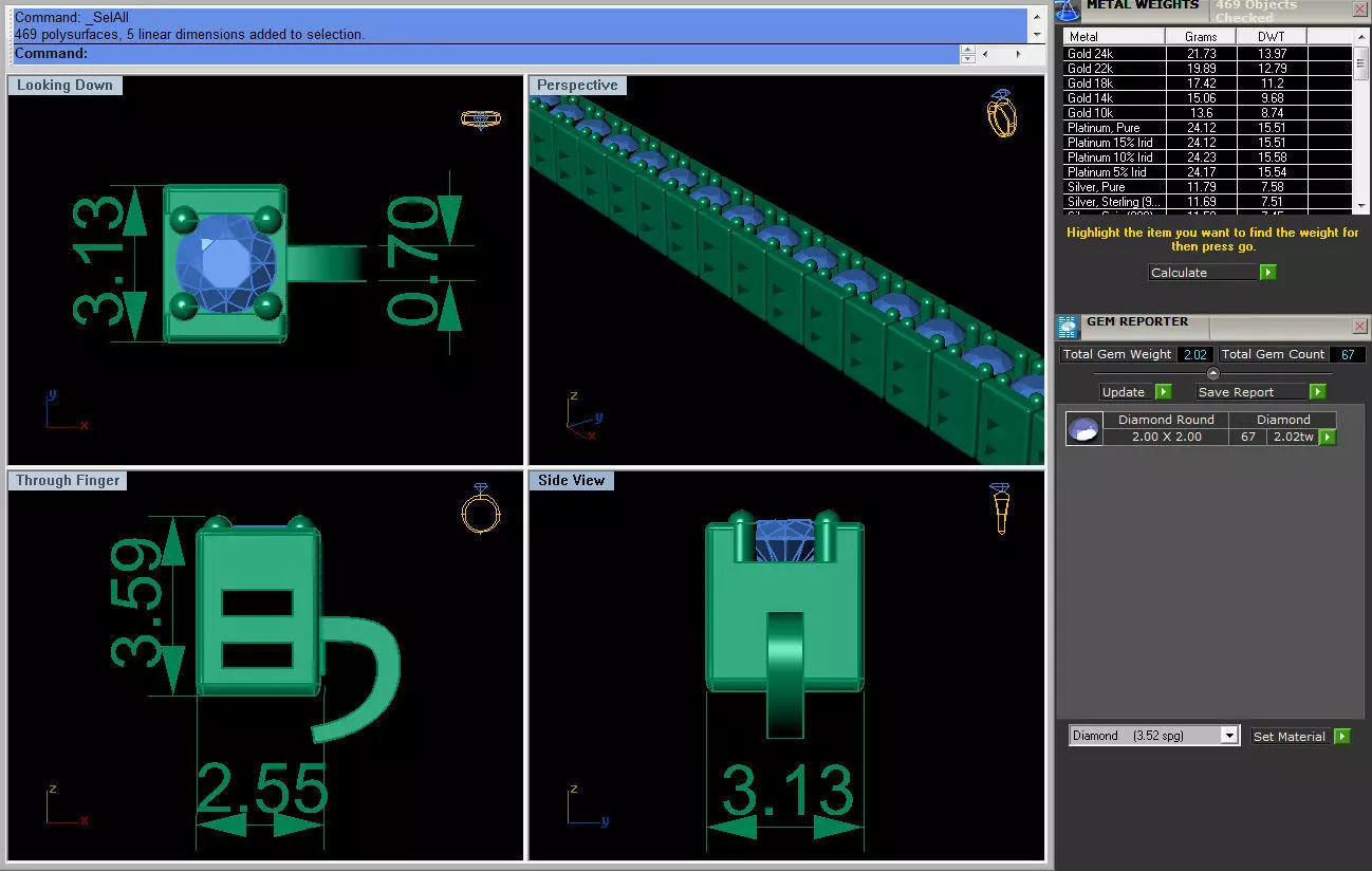 Bracelet Diamond B5 3D print model_2