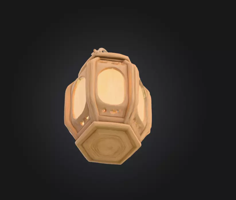 Rustic Wooden Rope Lantern Low-poly 3D model_9