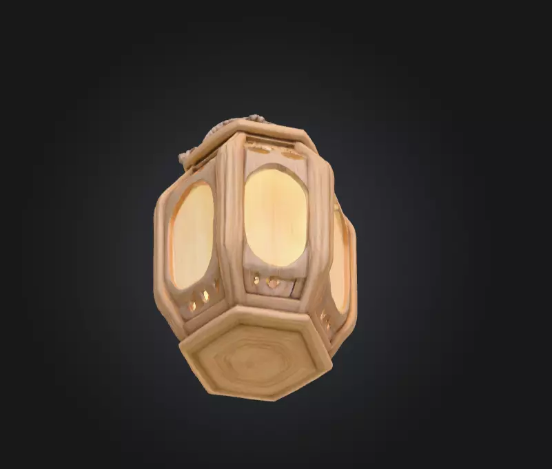 Rustic Wooden Rope Lantern Low-poly 3D model_7