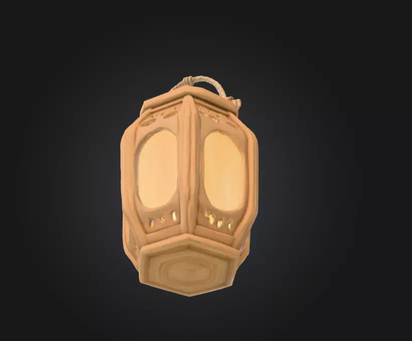 Rustic Wooden Rope Lantern Low-poly 3D model_10