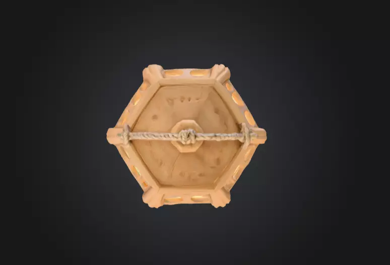 Rustic Wooden Rope Lantern Low-poly 3D model_11