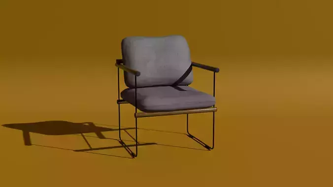 Modern Minimalist Chair with Fabric Cushion and Metal Frame