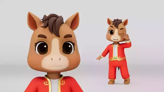Rigged Cartoon Horse 3D model