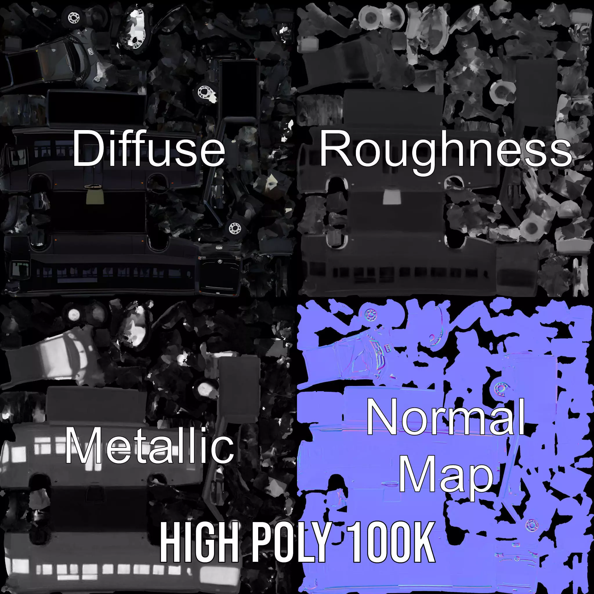 Sleek Black Bus model pack Low-poly 3D model_3