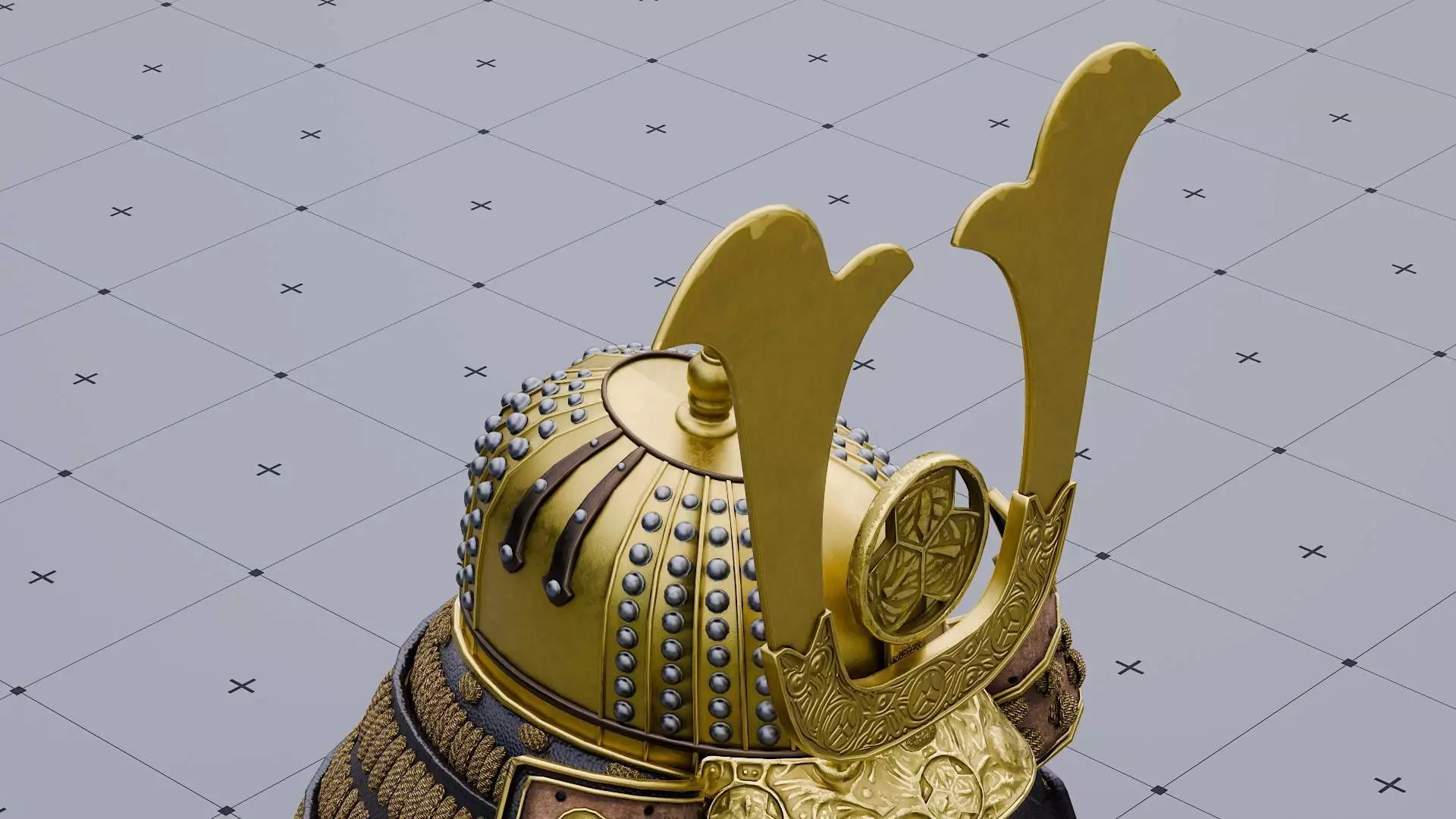 Japanese Samurai Helmet 3D model_3