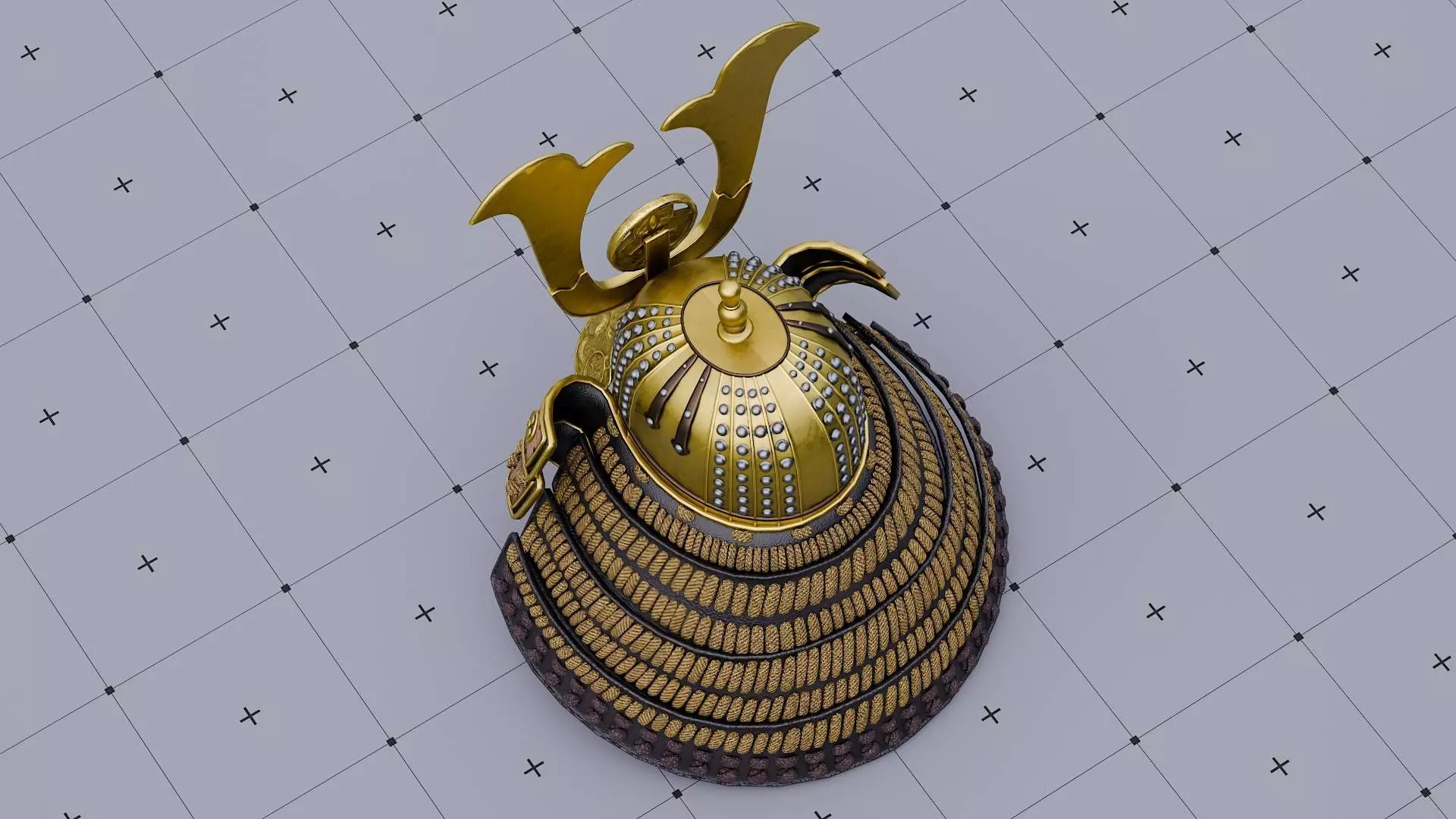 Japanese Samurai Helmet 3D model_4